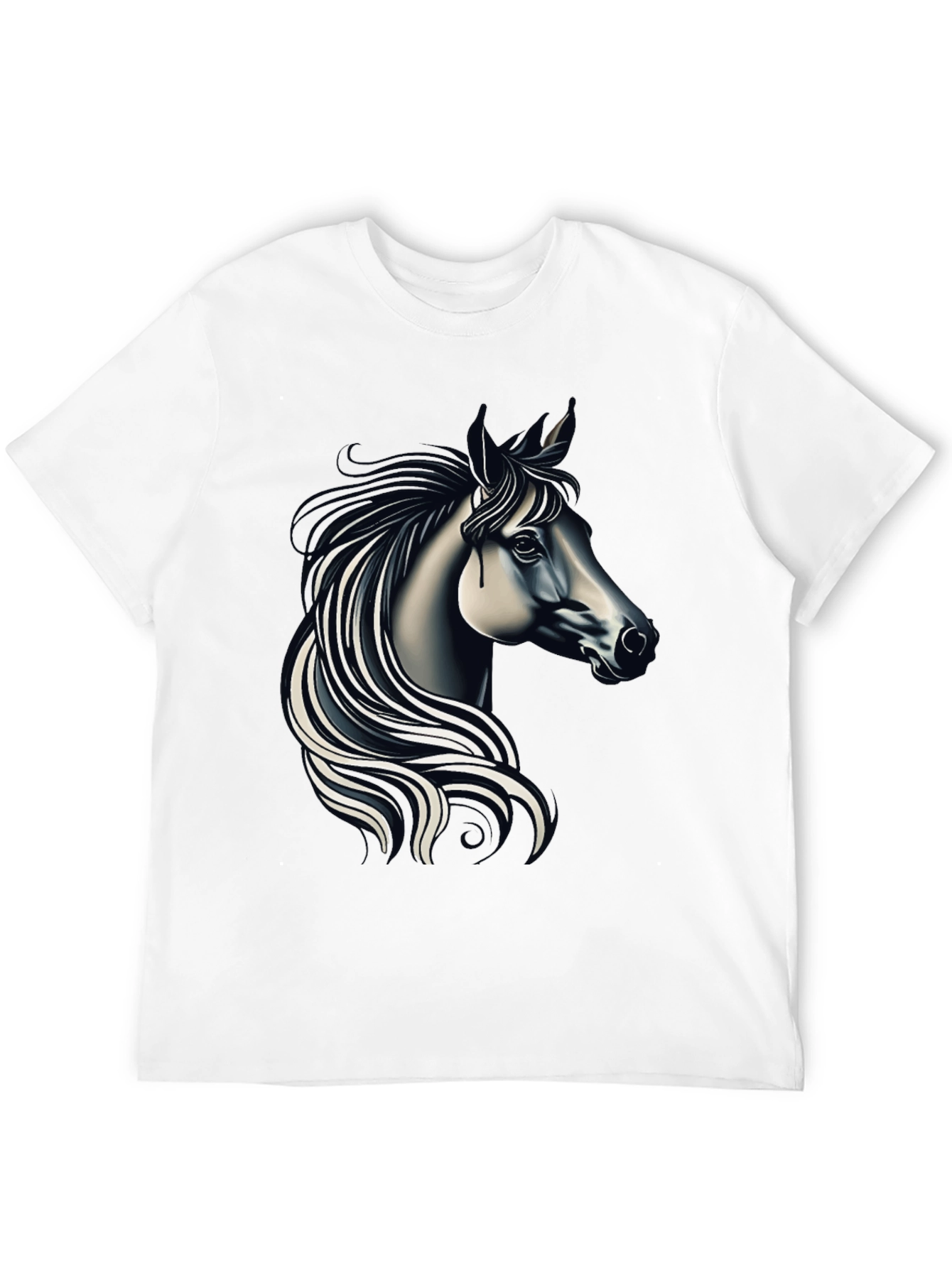 Black Black T-shirt with Elegant Horse Design view 12