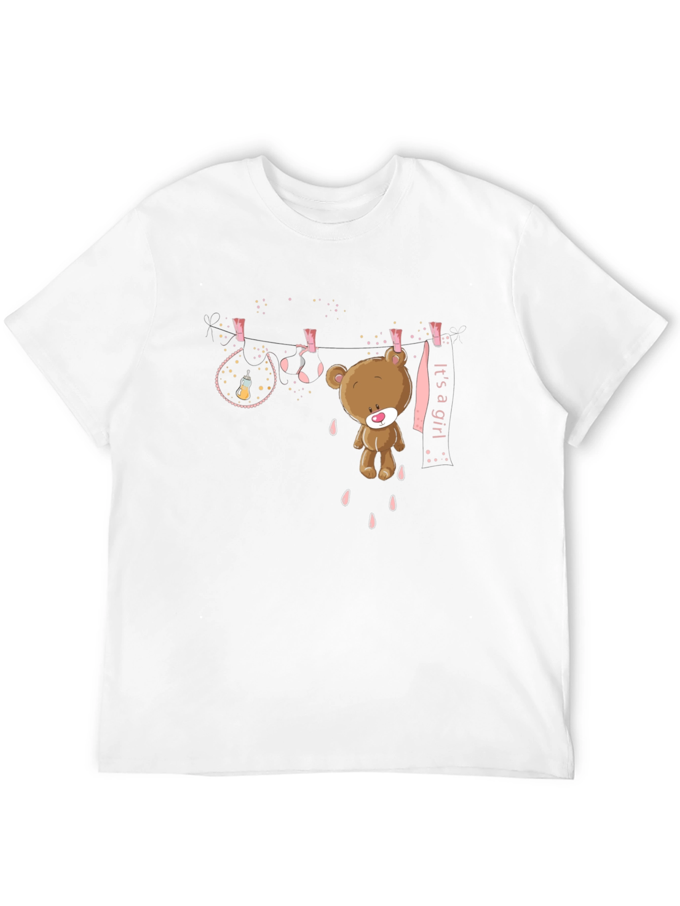Black It's A Girl Teddy Bear Graphic T-Shirt view 12