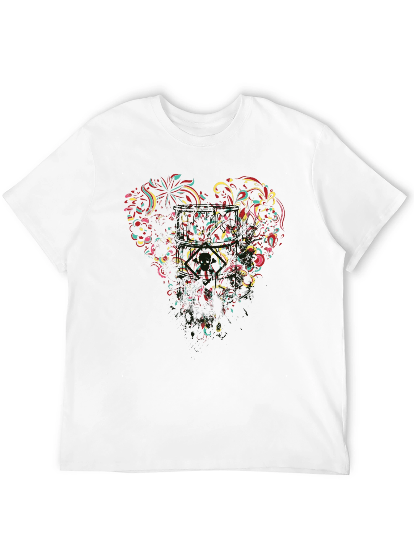 Black Floral Heart Graphic Black T-Shirt view 12
