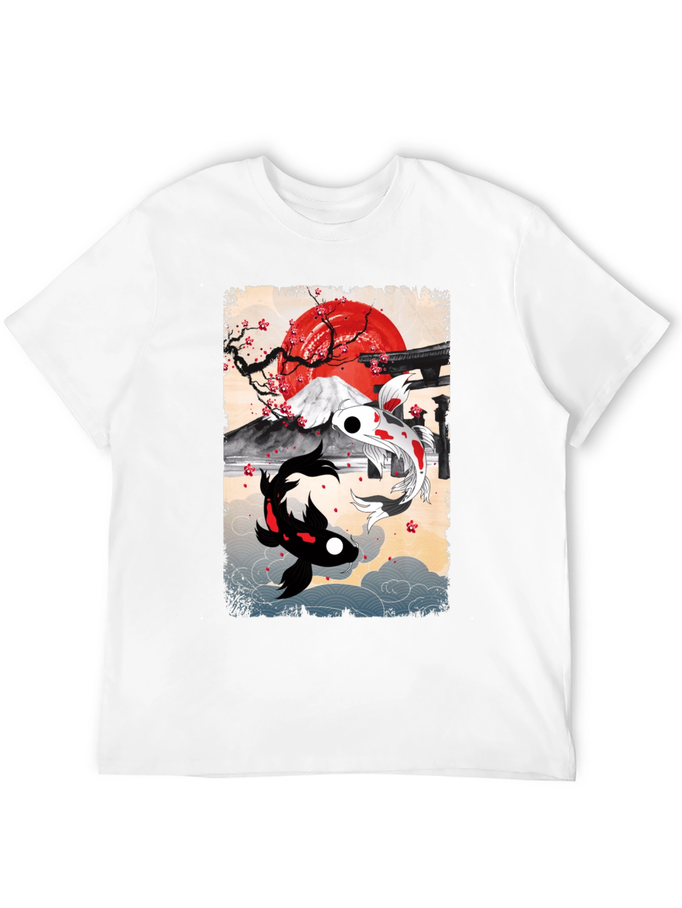 Black Koi Fish T-Shirt - Japanese Art Style view 12