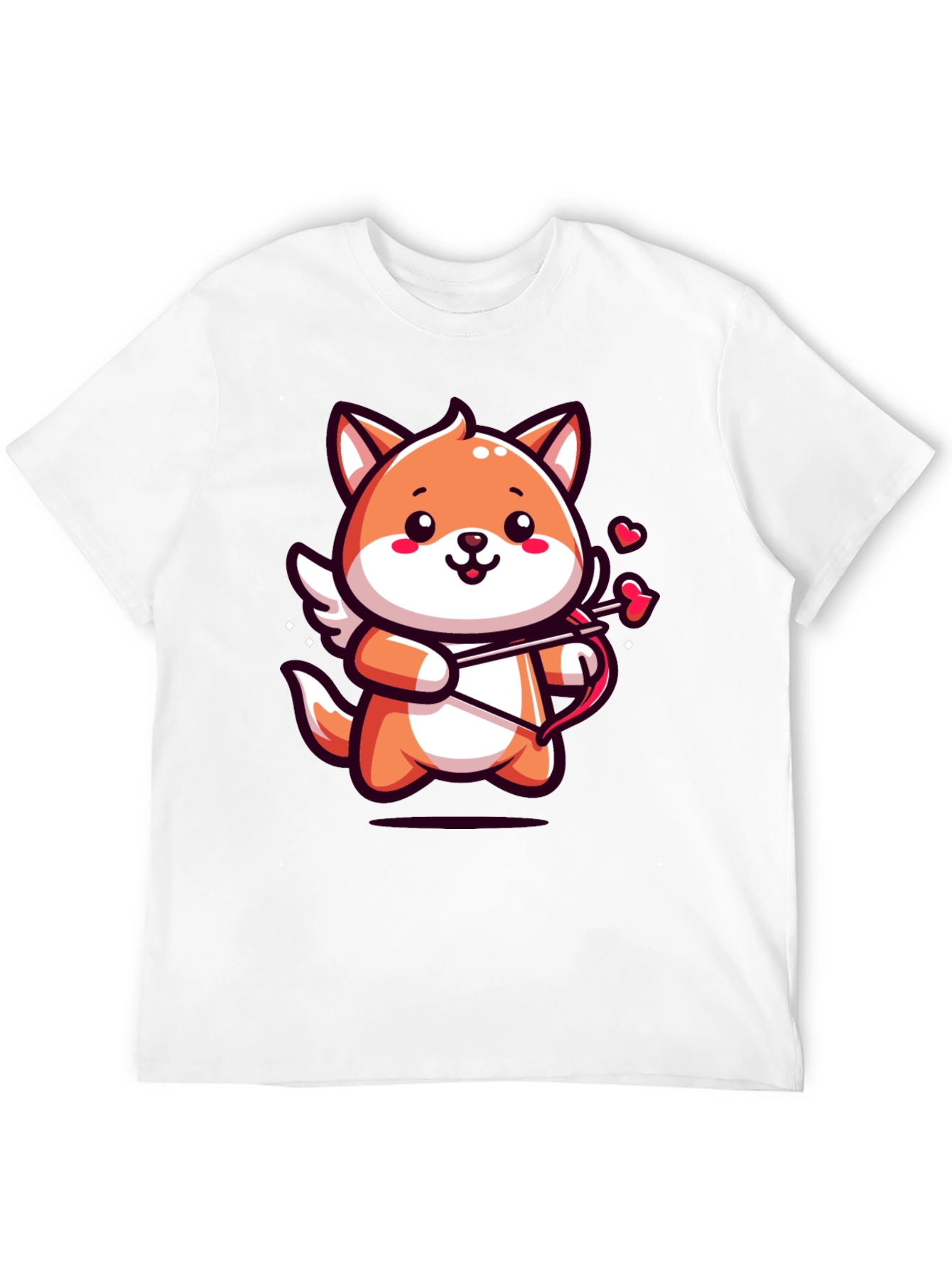 Black Cute Cupid Fox Graphic Tee - Valentine's Day Shirt view 12