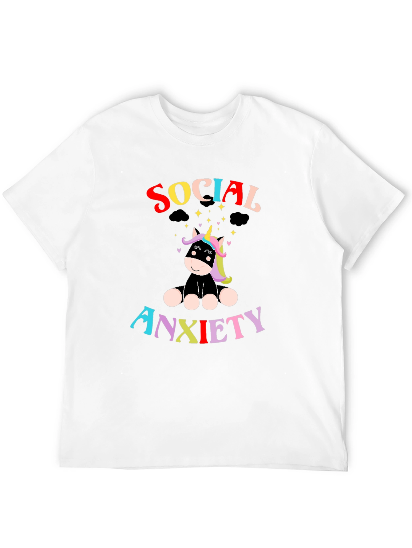 Black Social Anxiety Unicorn Graphic T-Shirt view 12