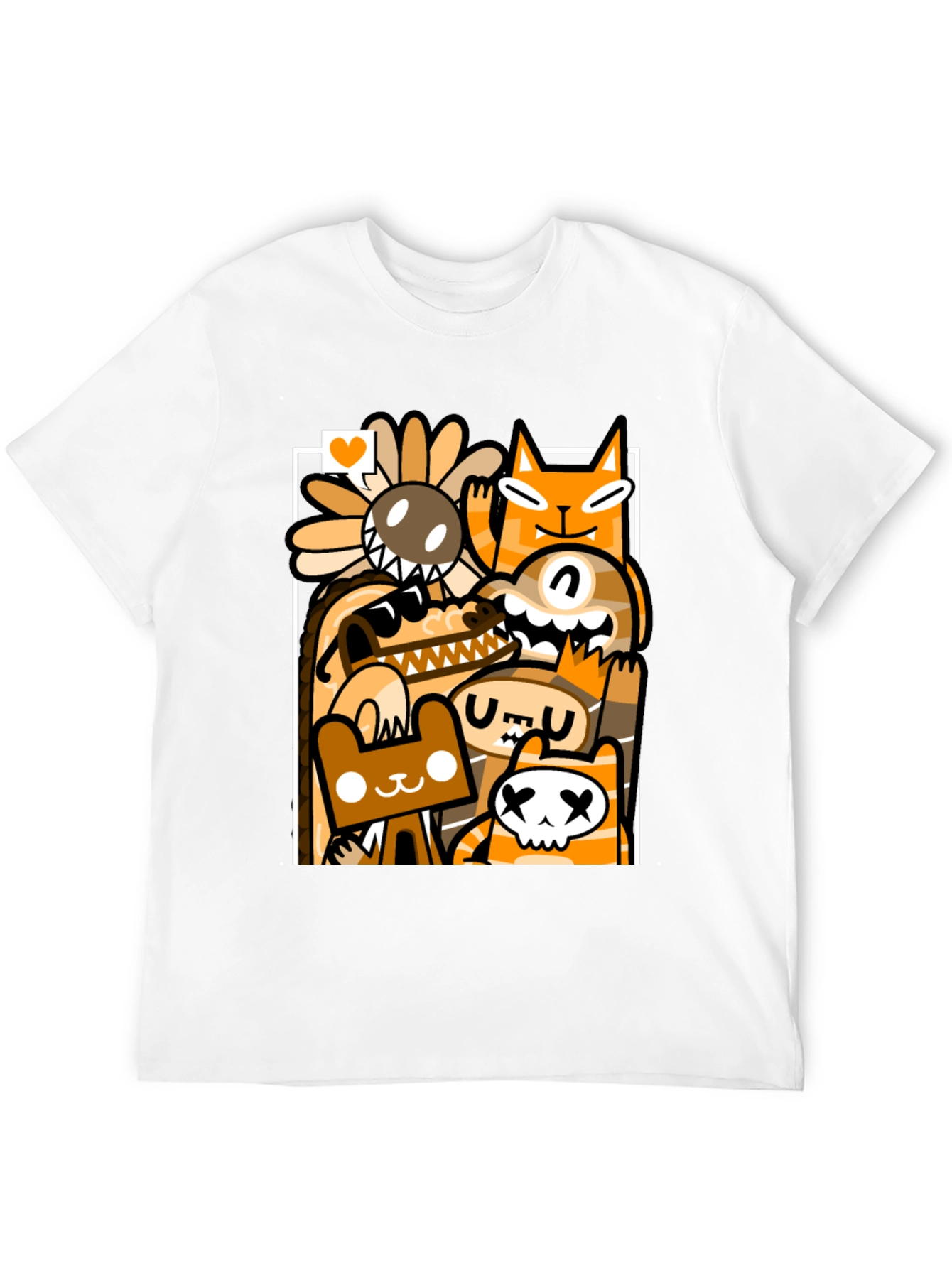 Black Cartoon Doodle Character Graphic Black T-Shirt view 12