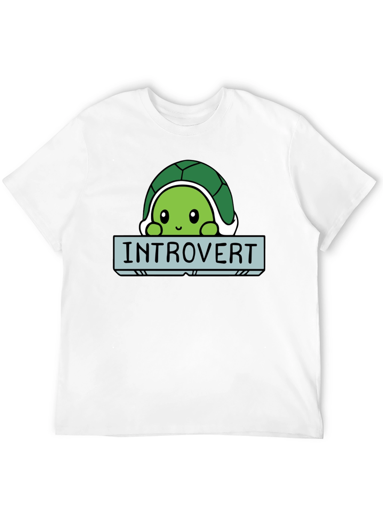 Black Introvert Turtle Graphic Tee - Soft Black Cotton T-Shirt view 12