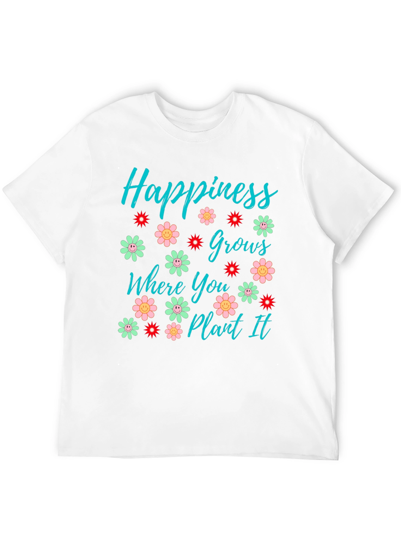 Black Happiness Grows T-Shirt - Floral Graphic Tee view 12
