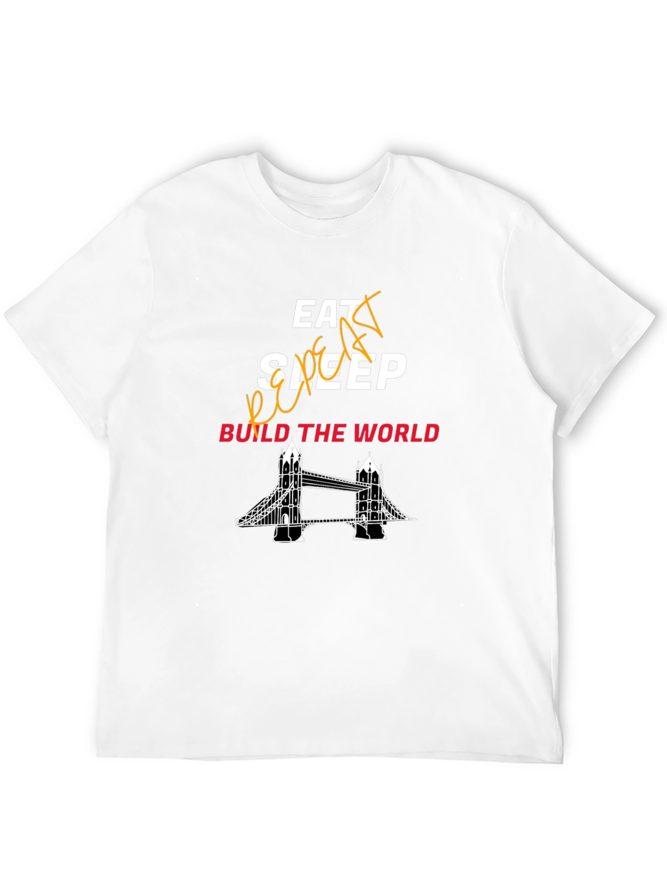 Black Eat Sleep Code Build the World Black Graphic Tee view 12
