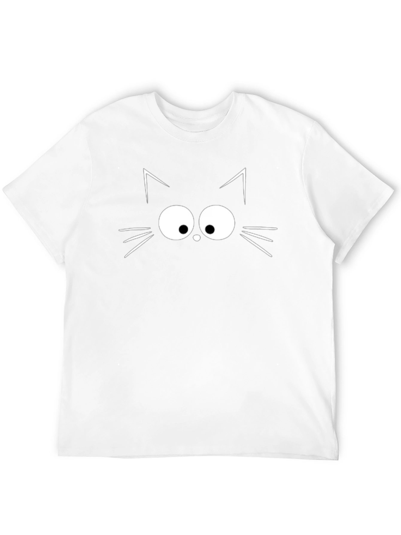 Black Cat Face T-Shirt - Cute Whiskers & Eyes Design view 12