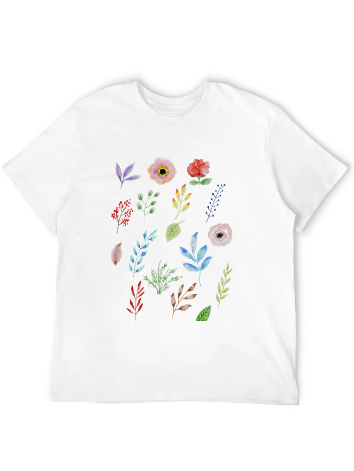 Floral Botanical Print Black T-Shirt - 12