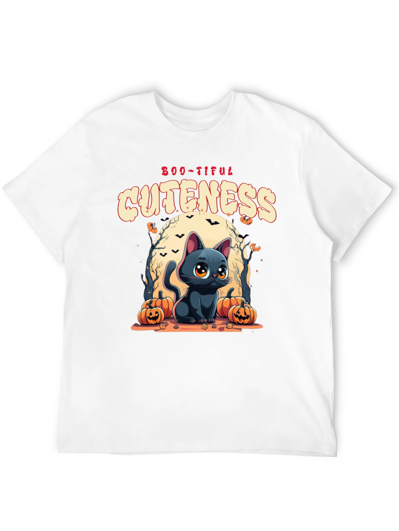 Black Boo-Tiful Cuteness Black Cat Halloween T-Shirt view 12