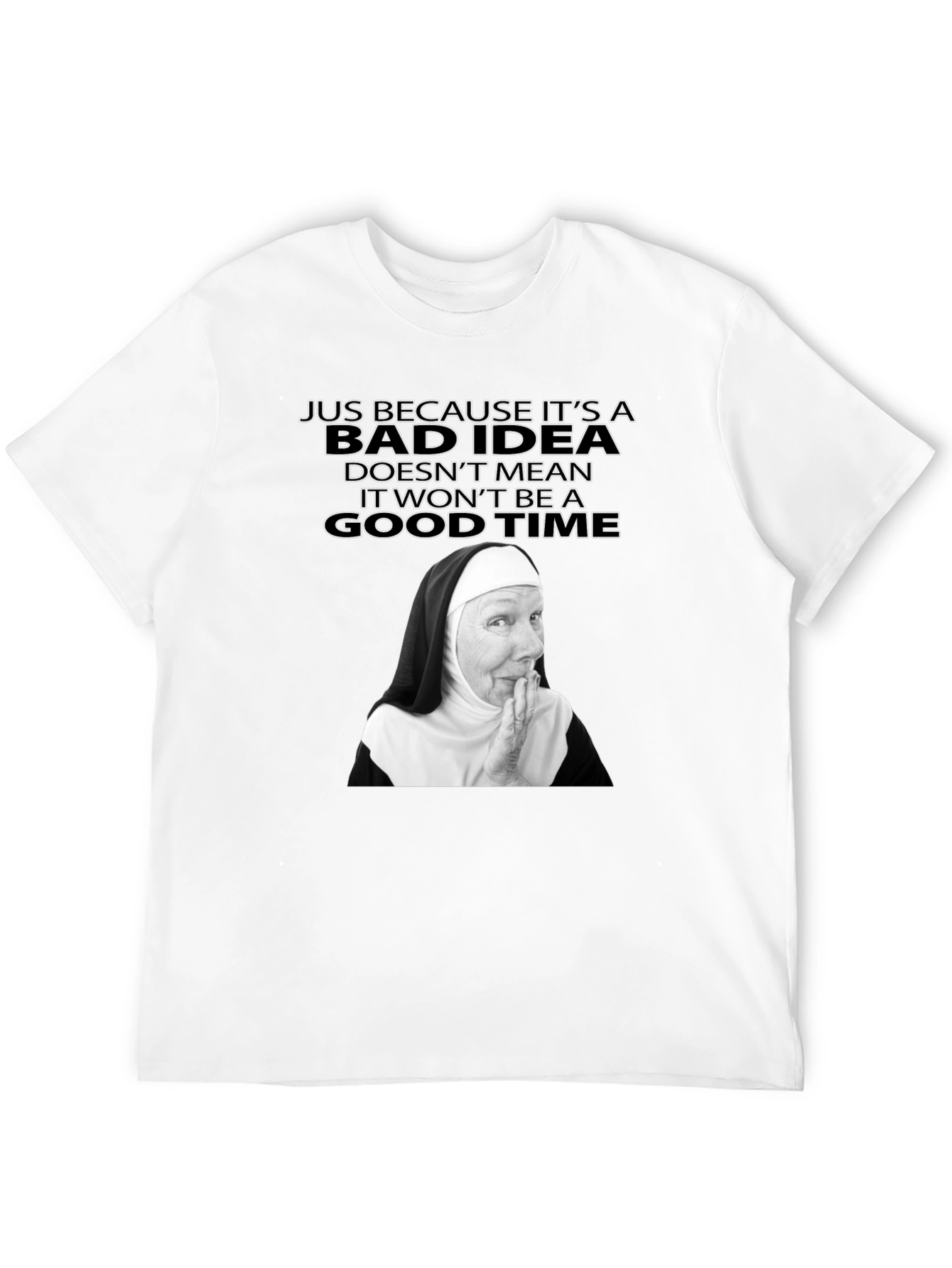 Black Funny Nun Bad Idea T-Shirt - Novelty Graphic Tee view 12