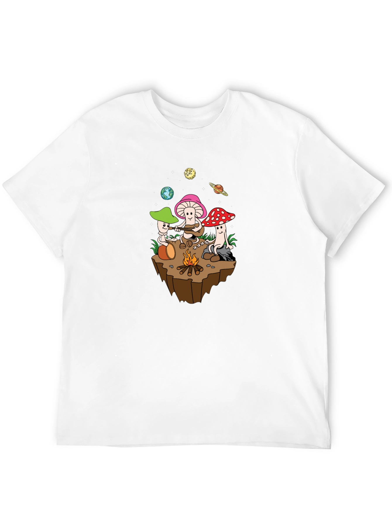 Black Funky Mushroom Campfire Graphic Tee view 12