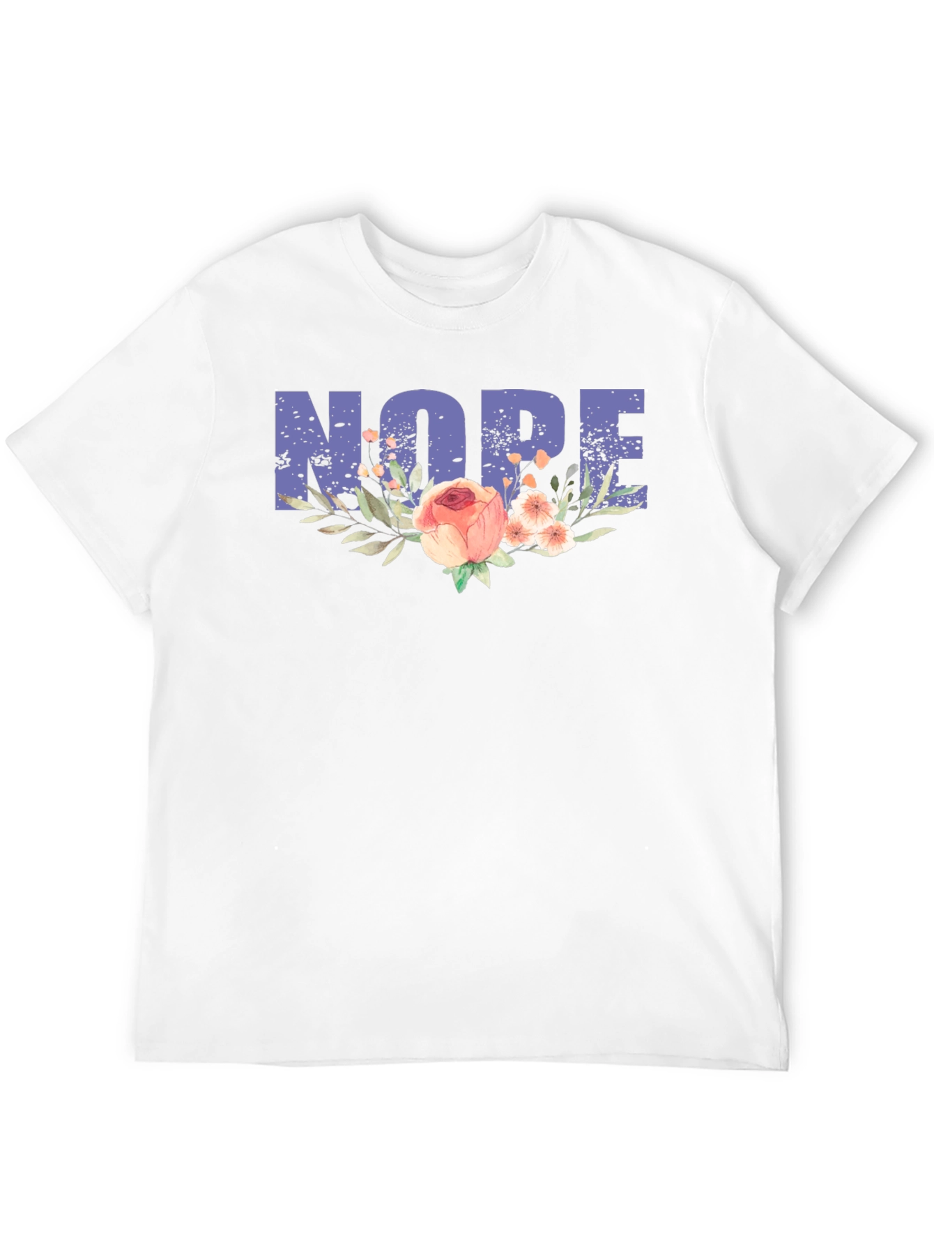 Black Nope Floral Graphic Tee - Unisex Black Cotton T-Shirt view 12