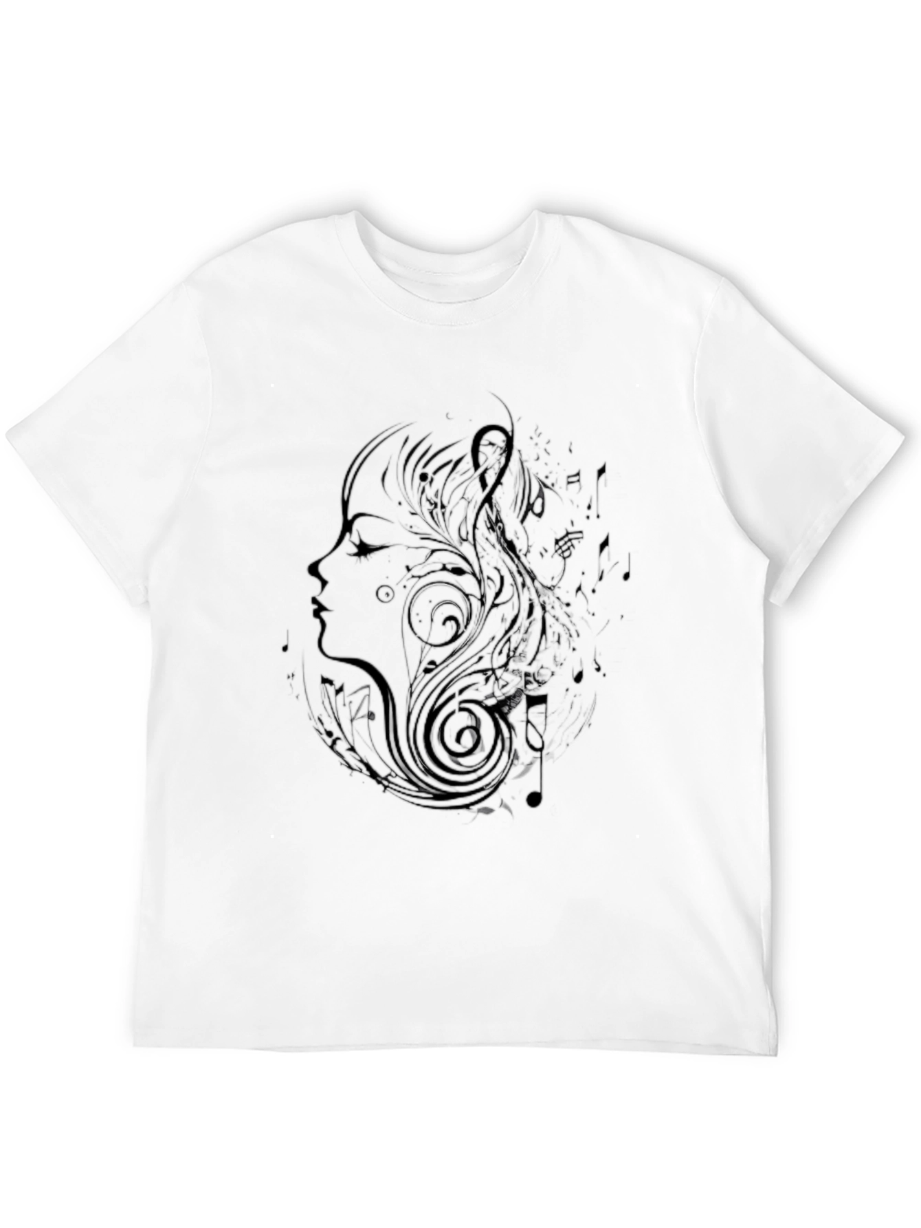 Musical Woman Graphic Black T-Shirt - 12