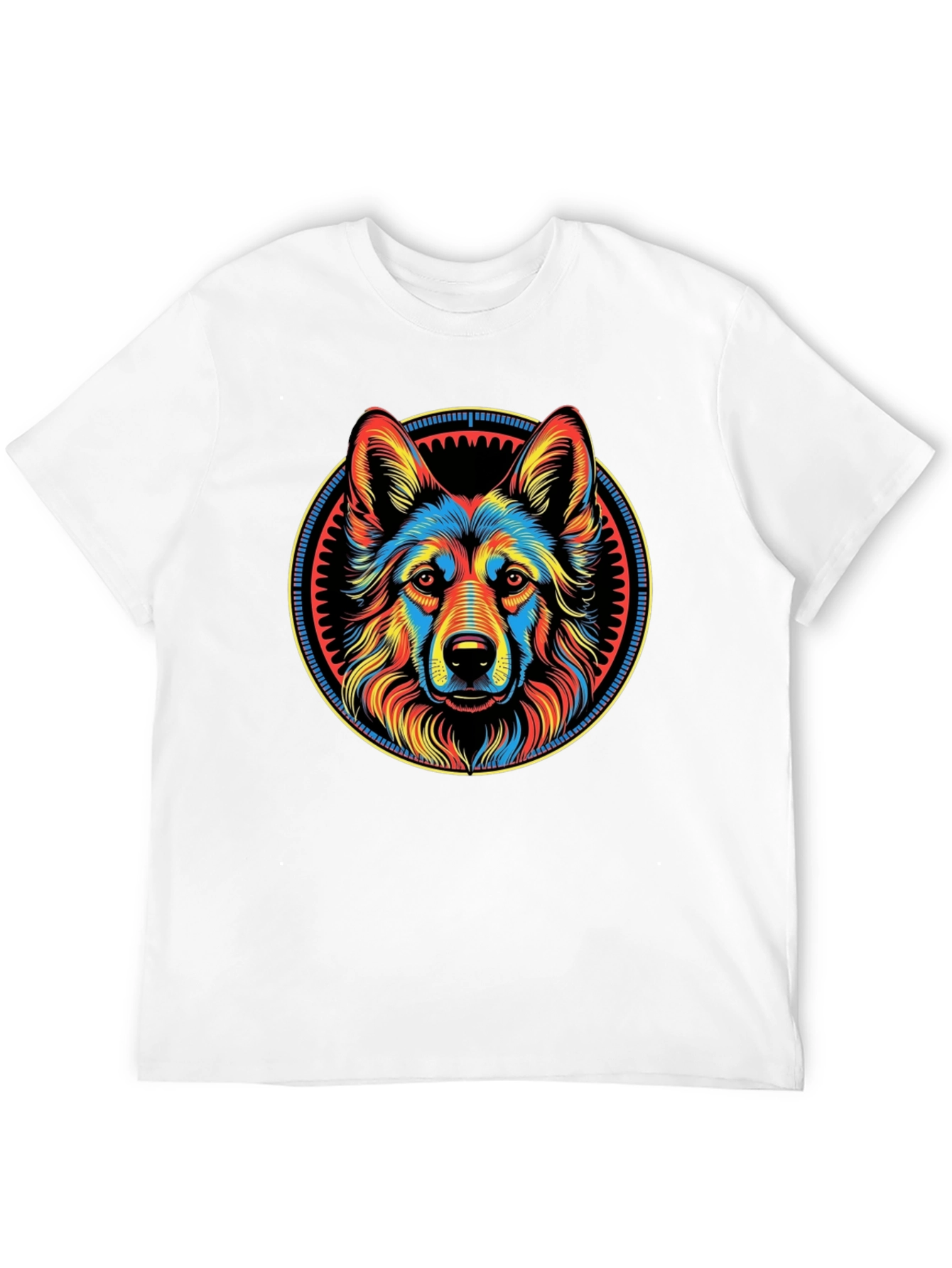Black Colorful Dog Graphic Print Black T-Shirt view 12