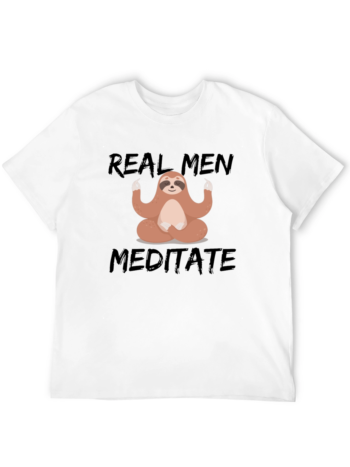 Black Real Men Meditate T-Shirt - Sloth Design view 12