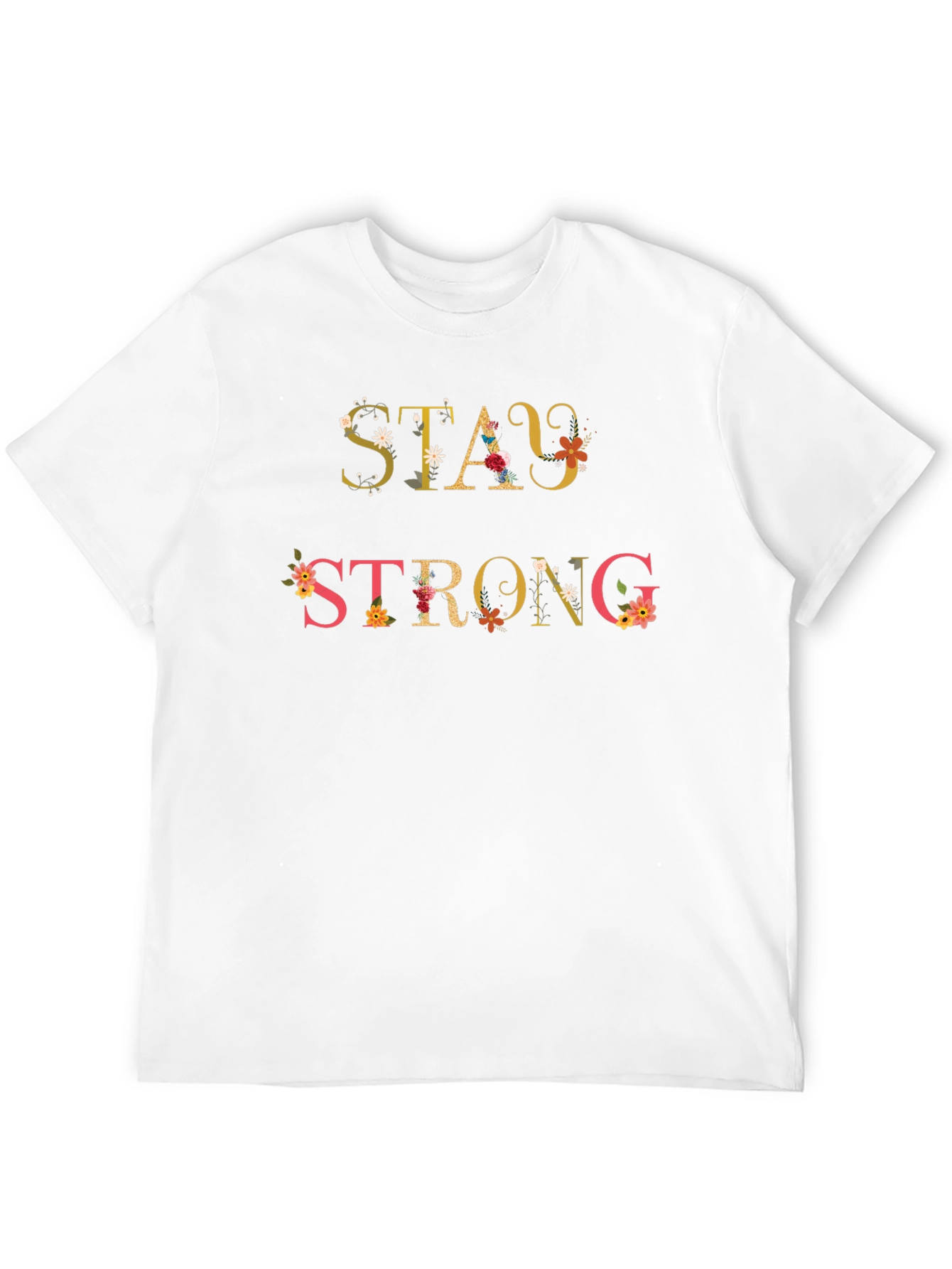 Black Stay Strong Floral Graphic Tee - Inspirational Shirt view 12