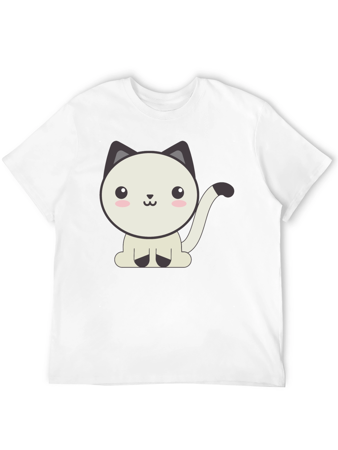 Black Cute Cartoon Cat Graphic Black T-Shirt view 12