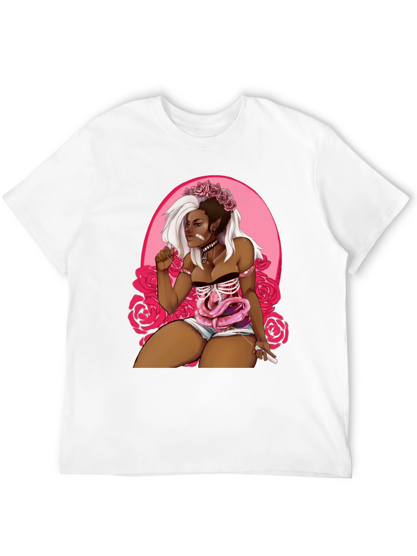 Black Gothic Floral Skeleton Ribcage T-Shirt view 12