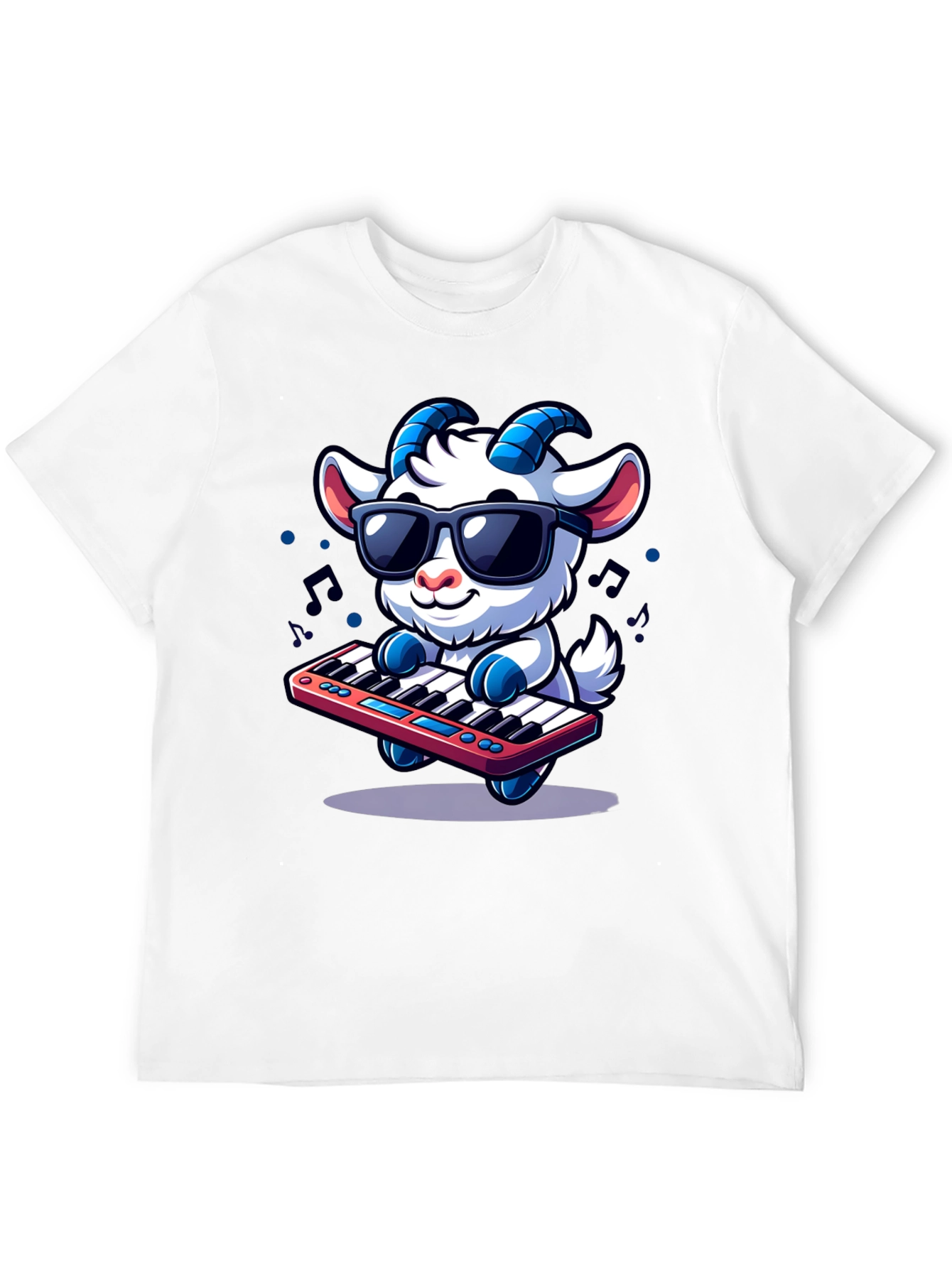 Black Cool Goat Keyboard Player Graphic Tee view 12