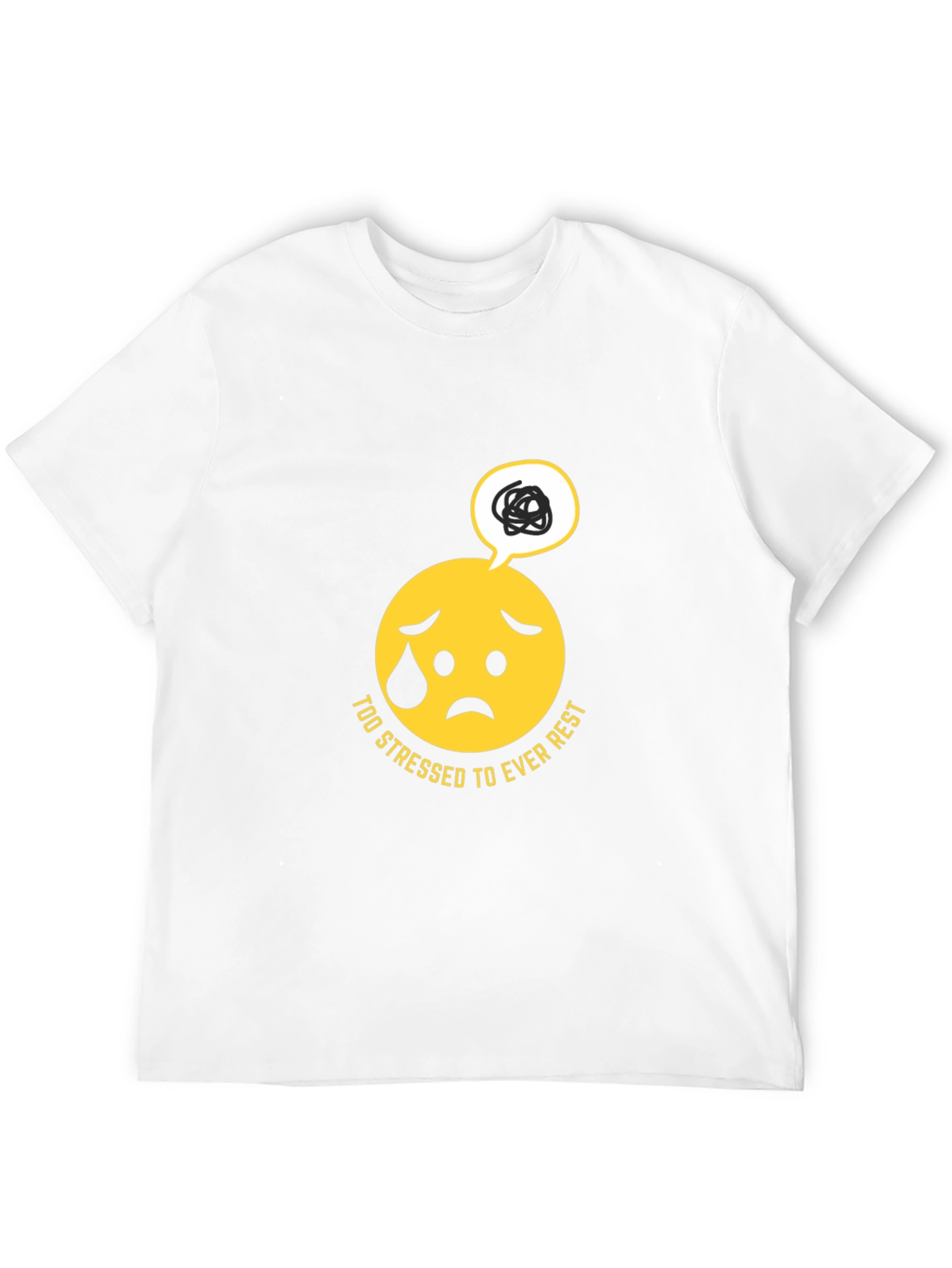 Black Stressed Emoji Graphic Black T-Shirt view 12