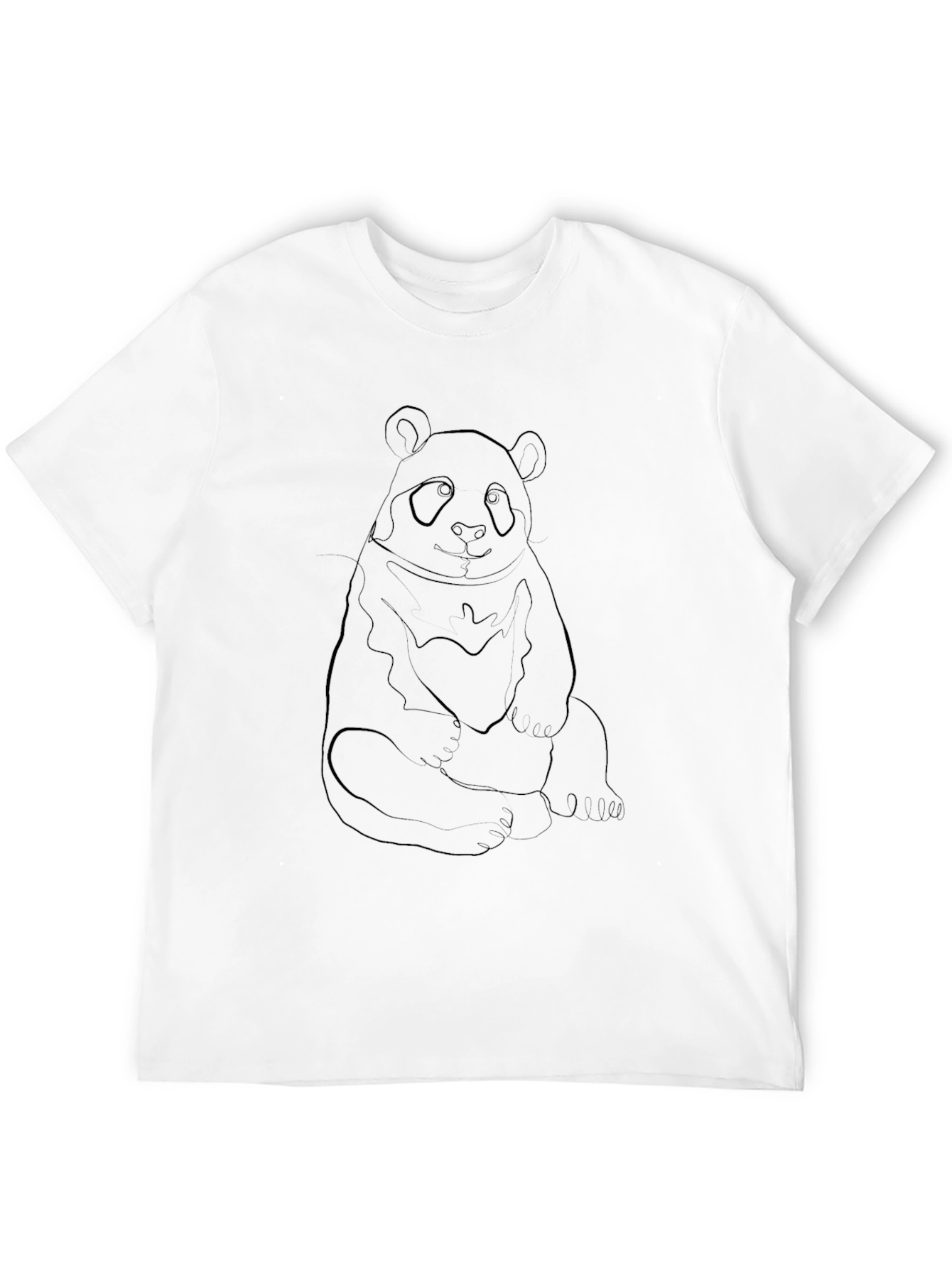 Black Panda Outline Black T-Shirt - Casual Style view 12