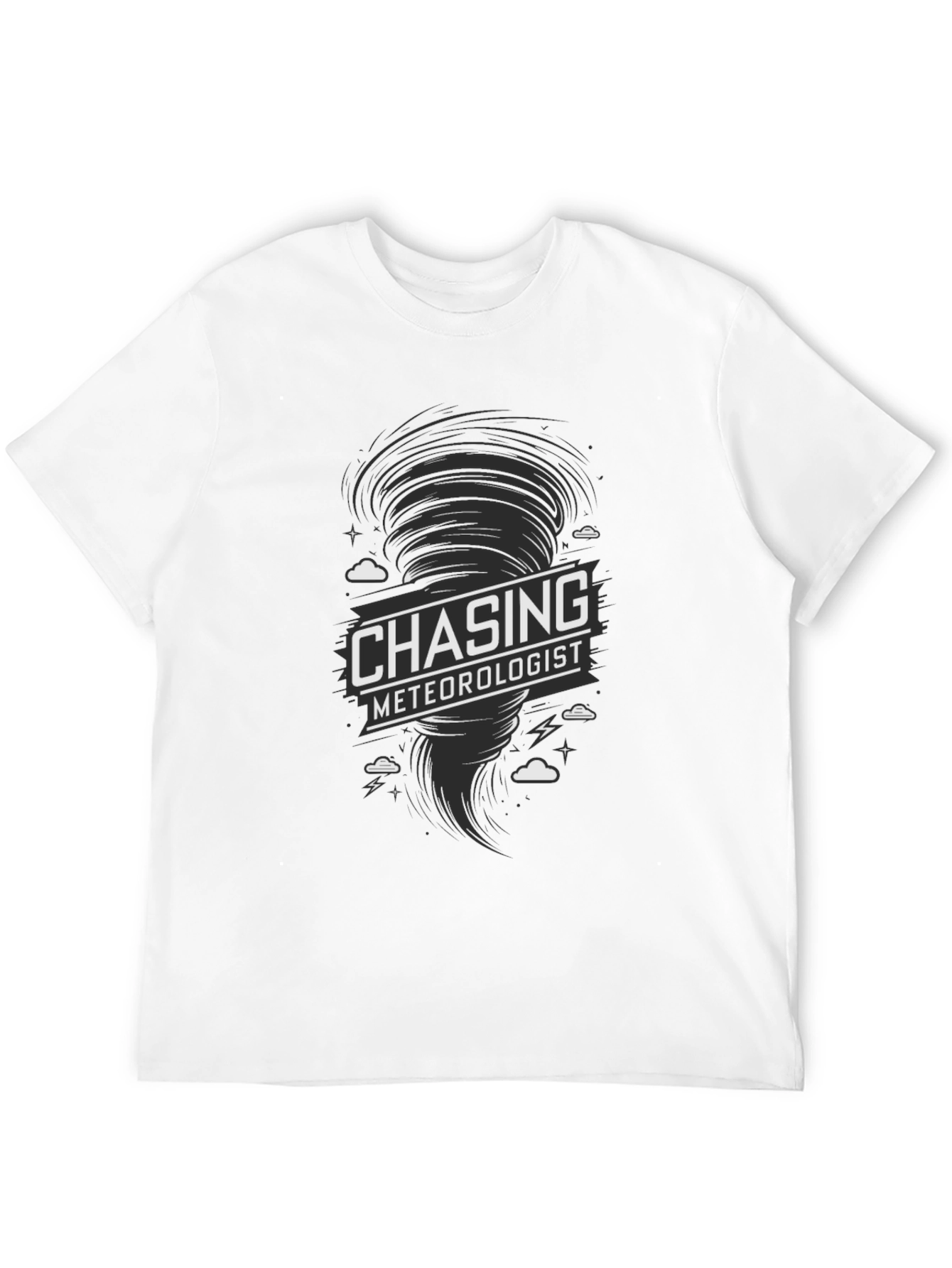 Black Chasing Meteorologist Tornado Graphic T-Shirt view 12