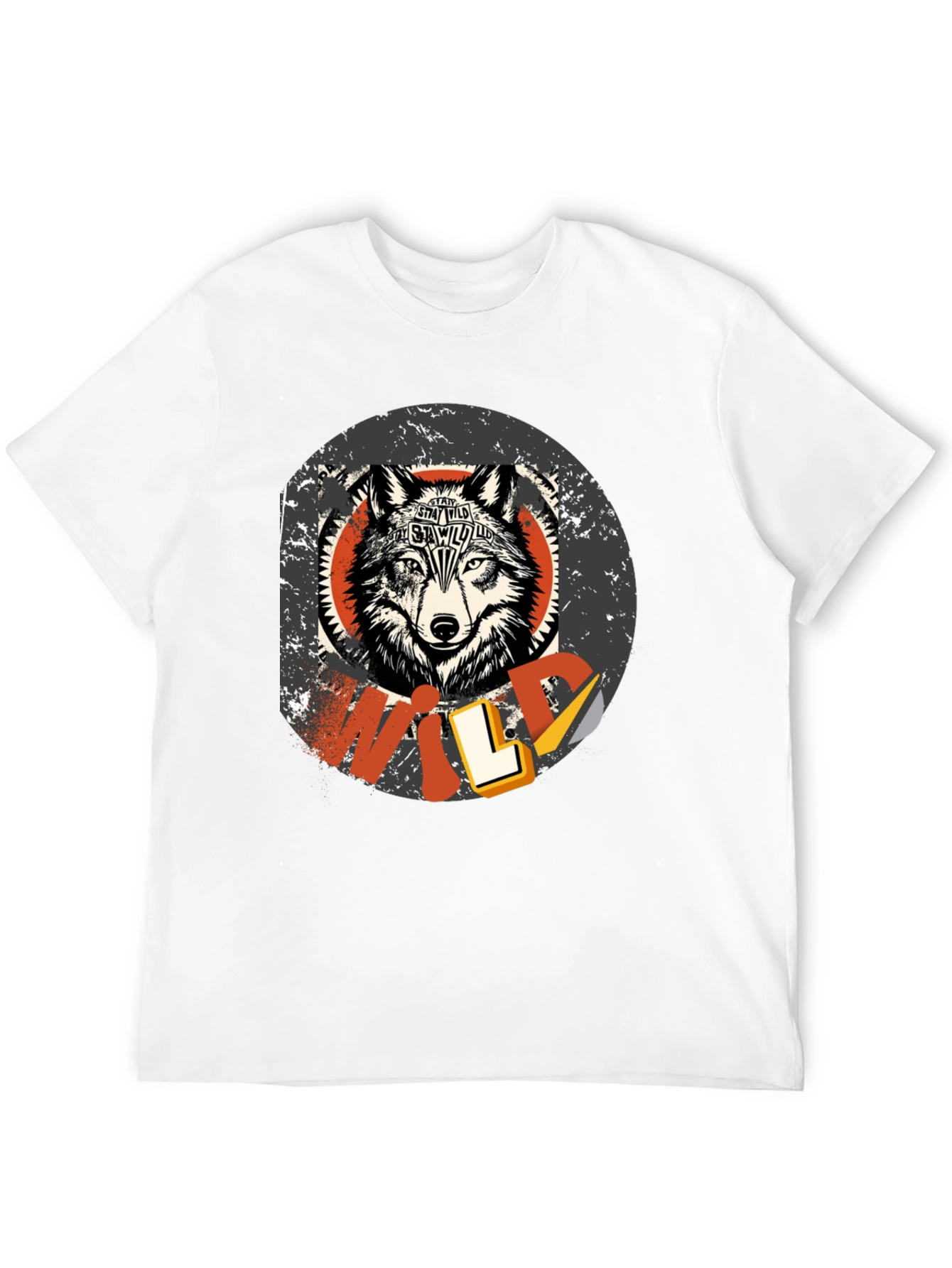 Black Stay Wild Wolf Graphic Print T-Shirt view 12