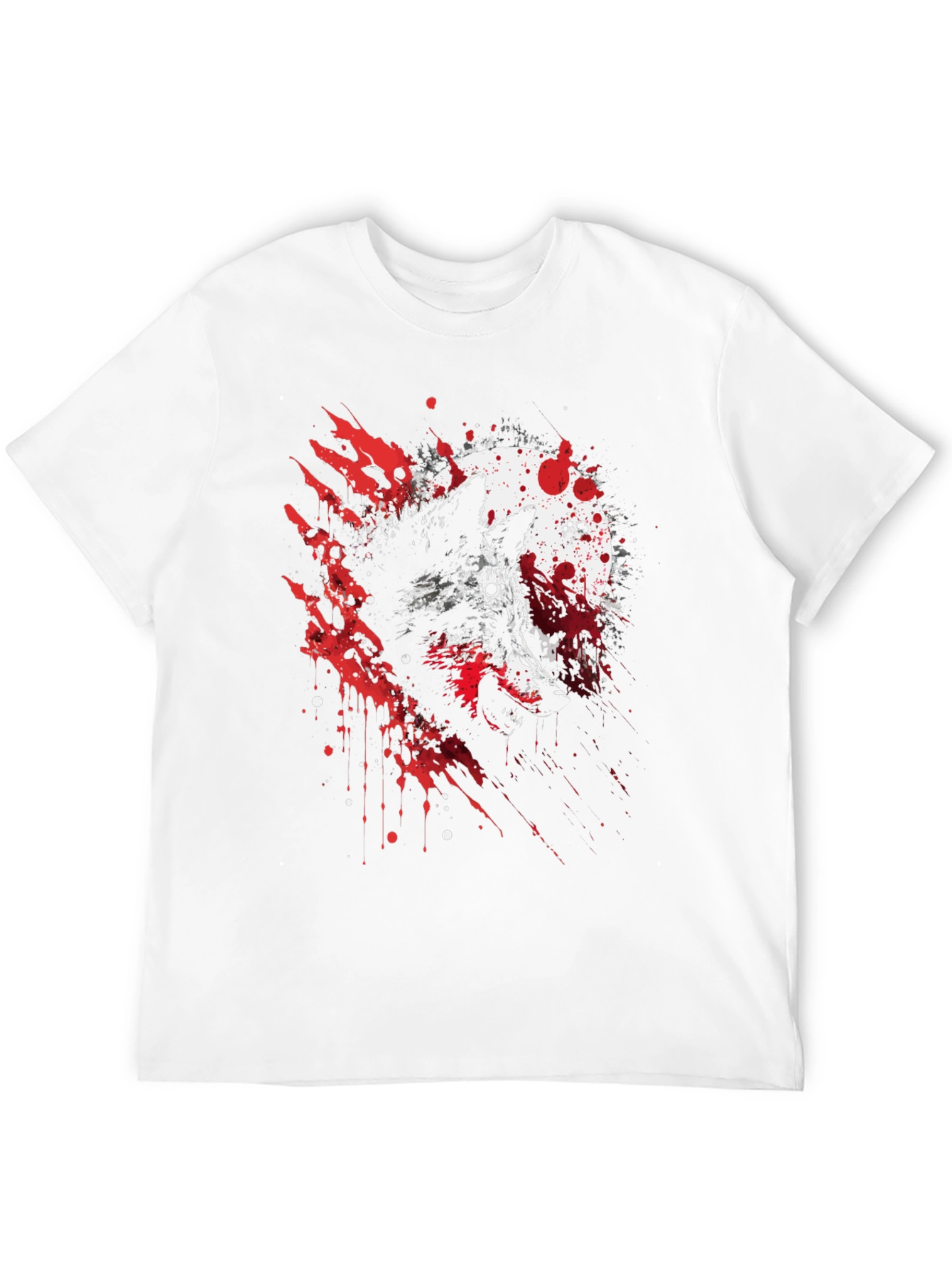 Black Wolf Moon Splatter Graphic Black T-Shirt view 12