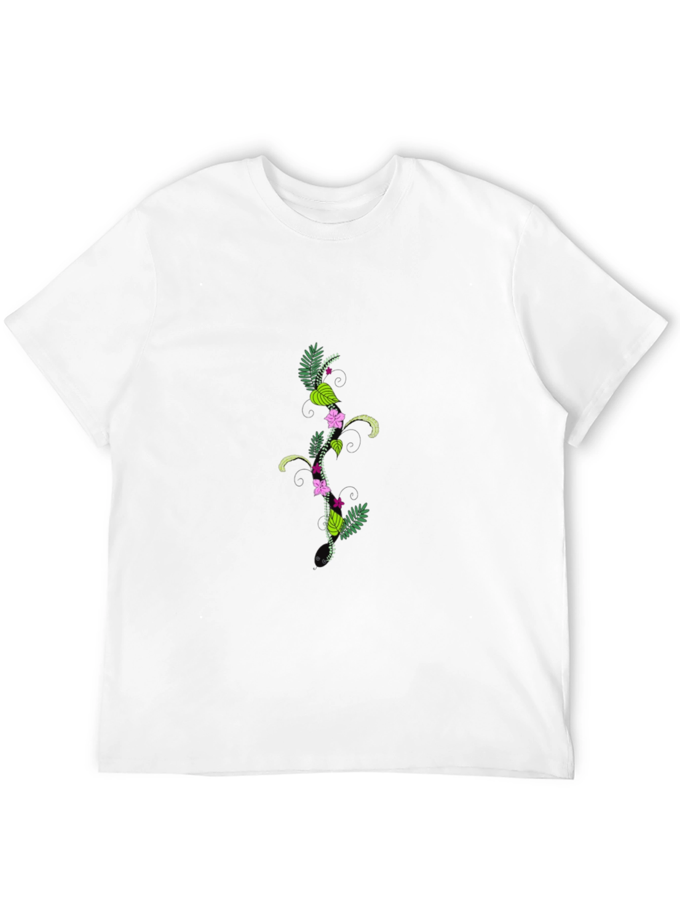 Black Botanical Black T-Shirt - Stylish Floral Design view 12
