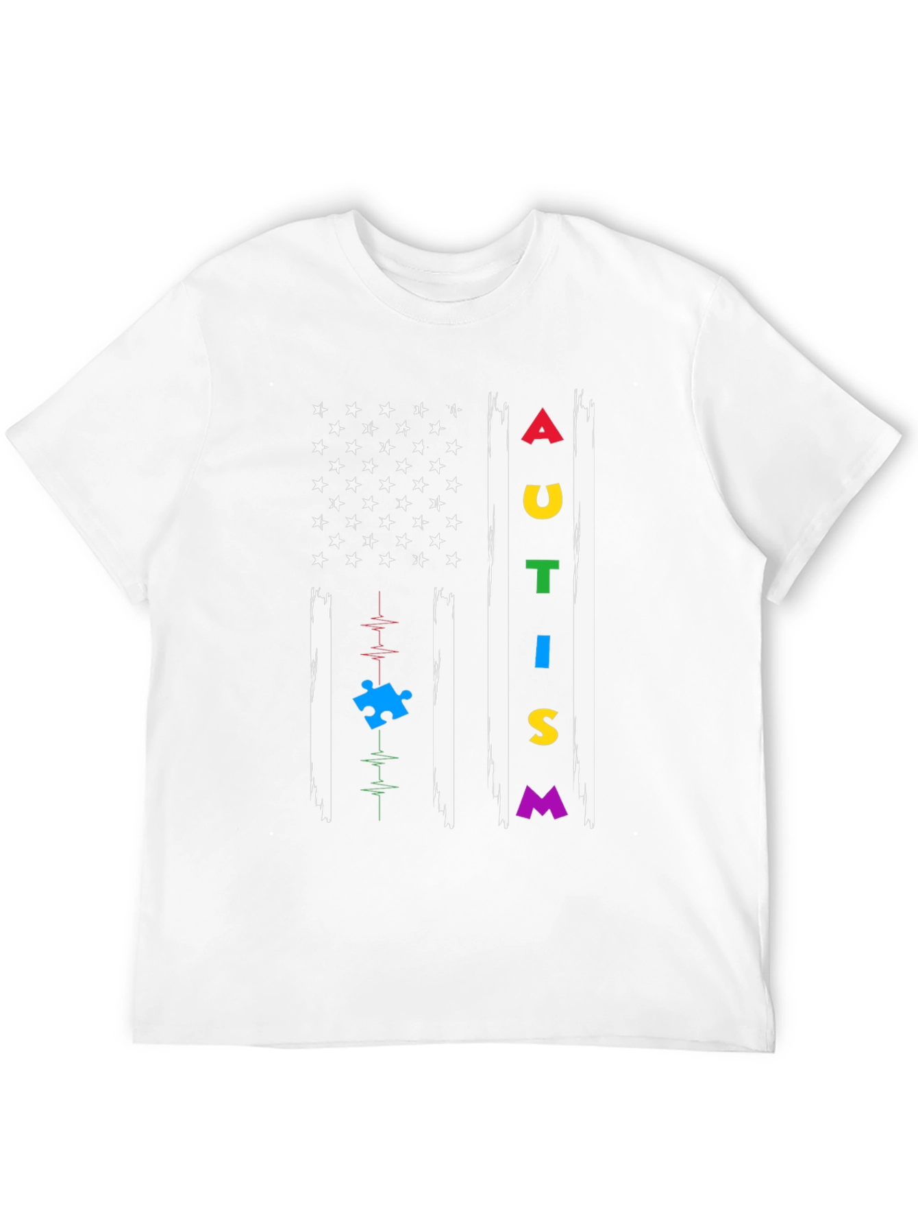Black Autism Awareness Flag T-Shirt view 12