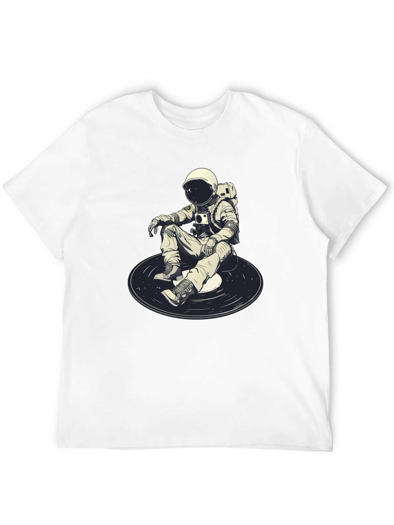 Black Astronaut DJ Graphic T-Shirt - Black Cotton Blend view 12