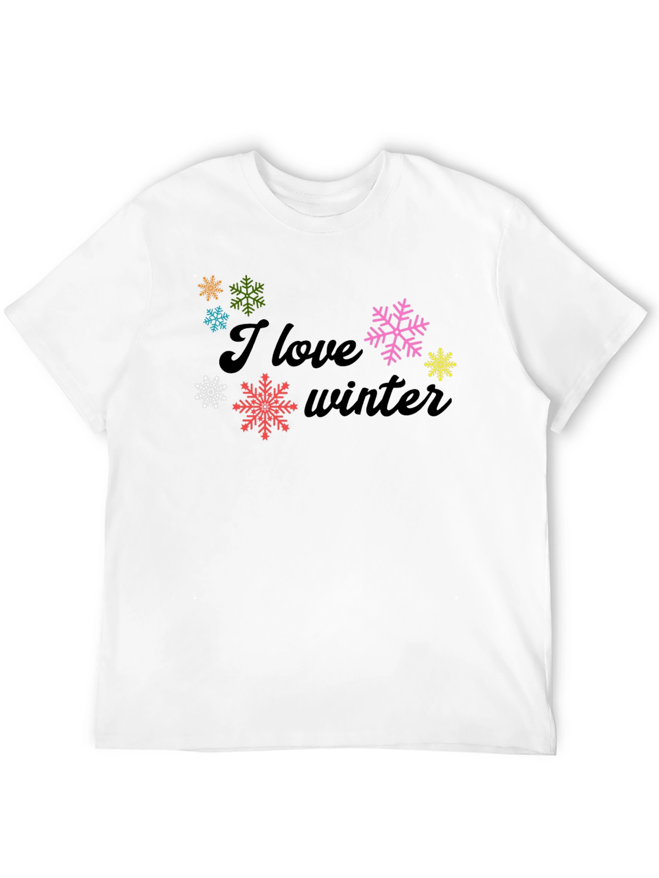 Black I Love Winter Black Graphic Tee Shirt view 12