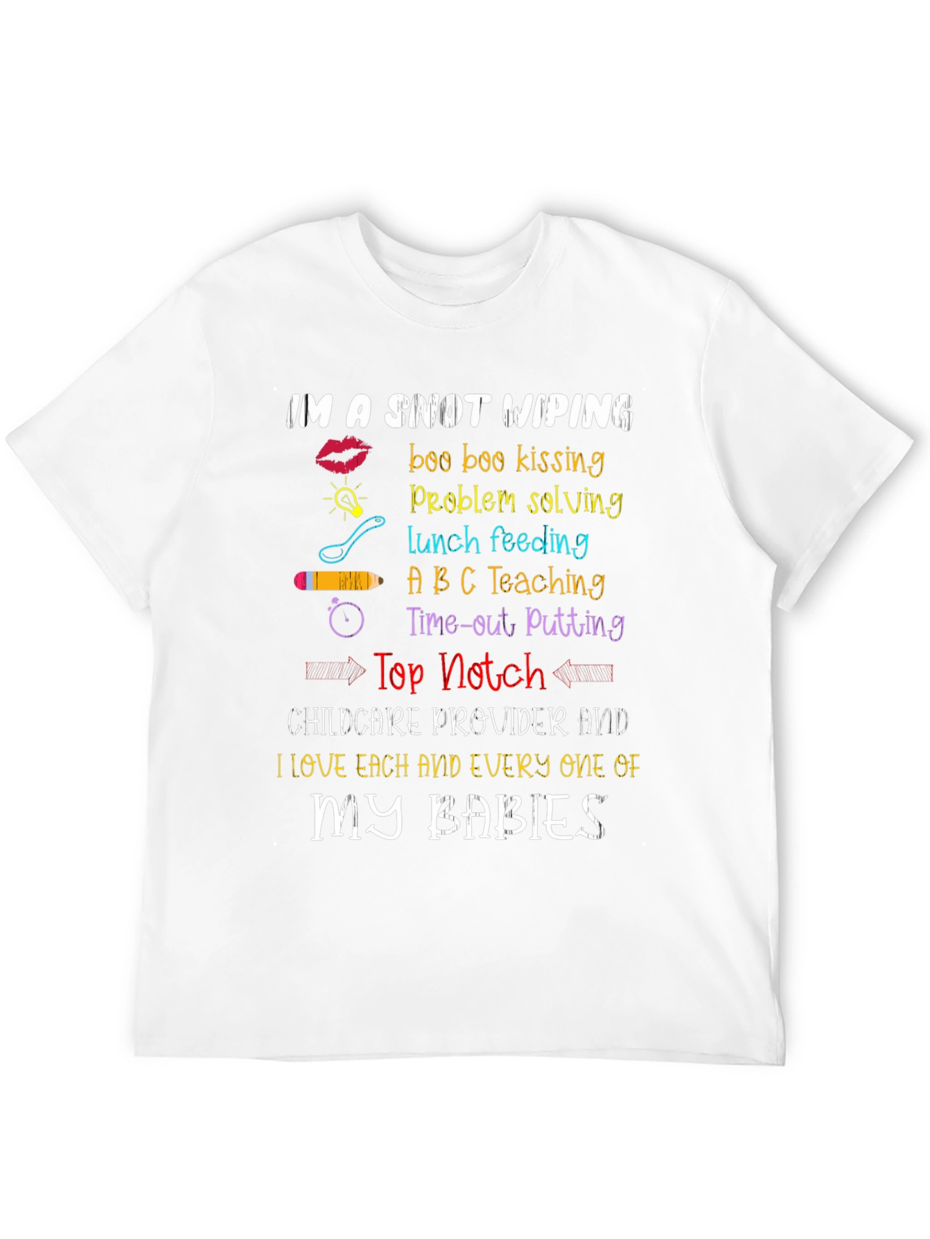 Black Snot Wiping Childcare Provider T-Shirt view 12