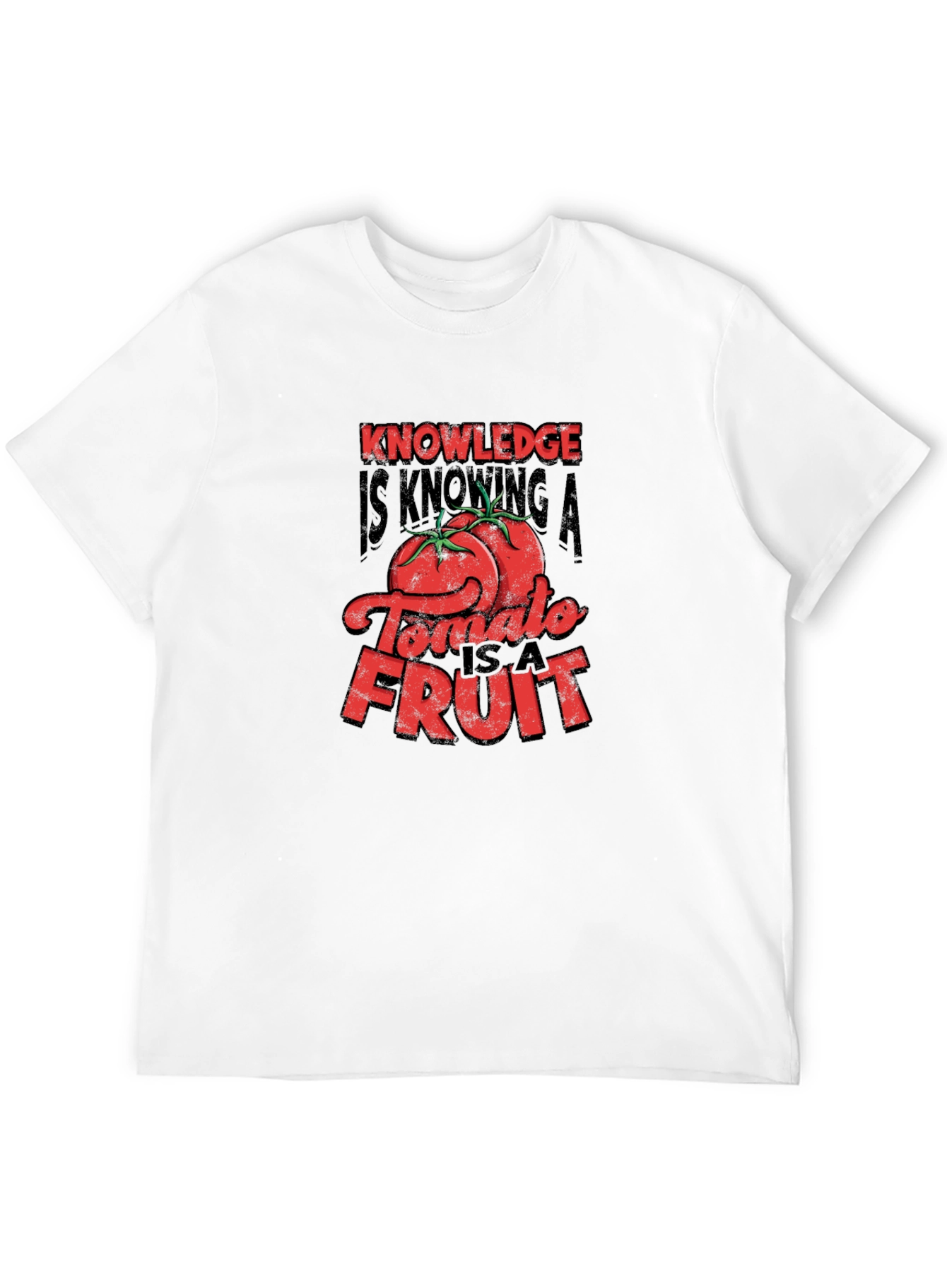 Black Knowledge Tomato Fruit Graphic T-Shirt view 12