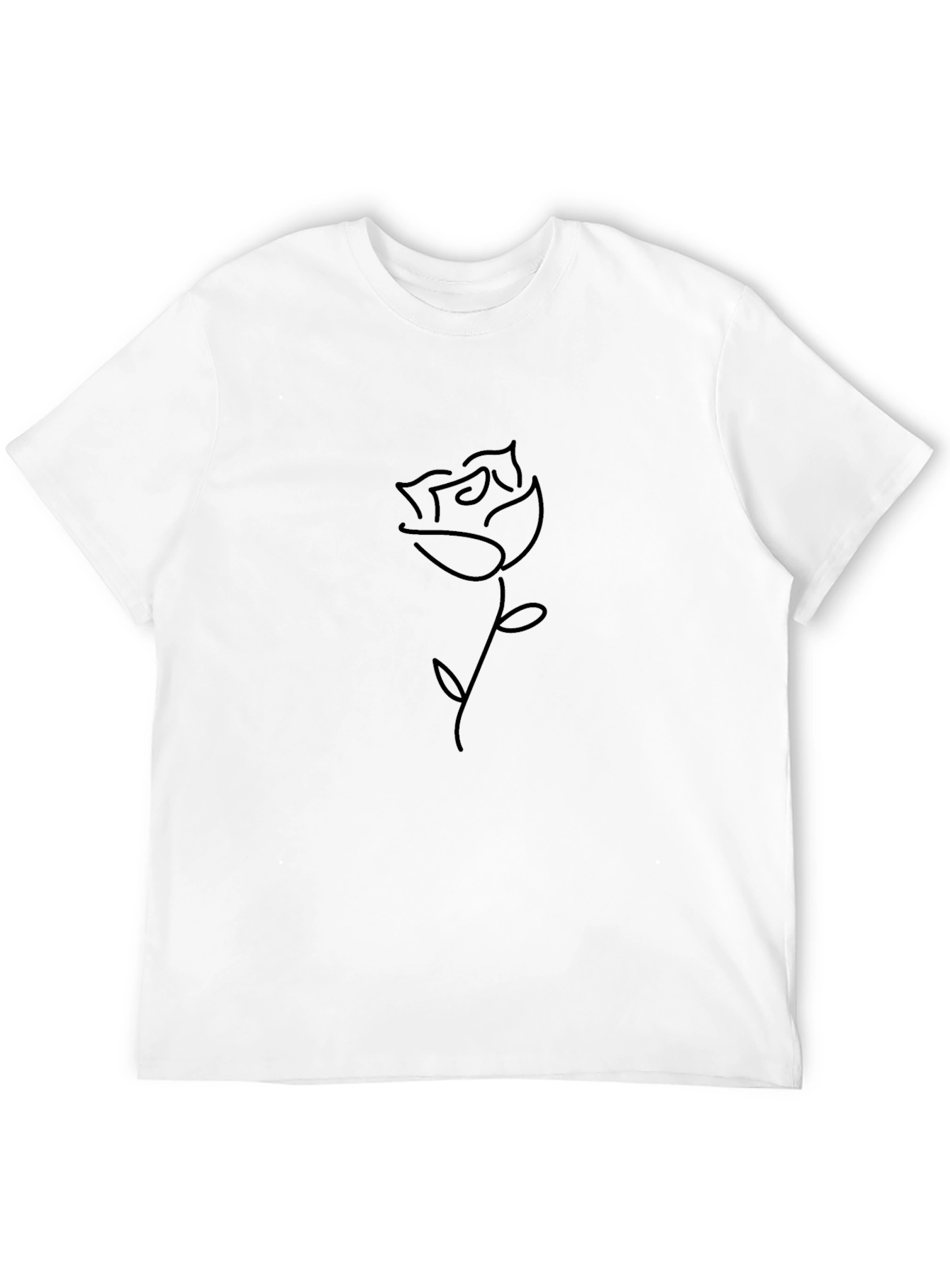 Black Minimalist Rose Graphic Black T-Shirt view 12