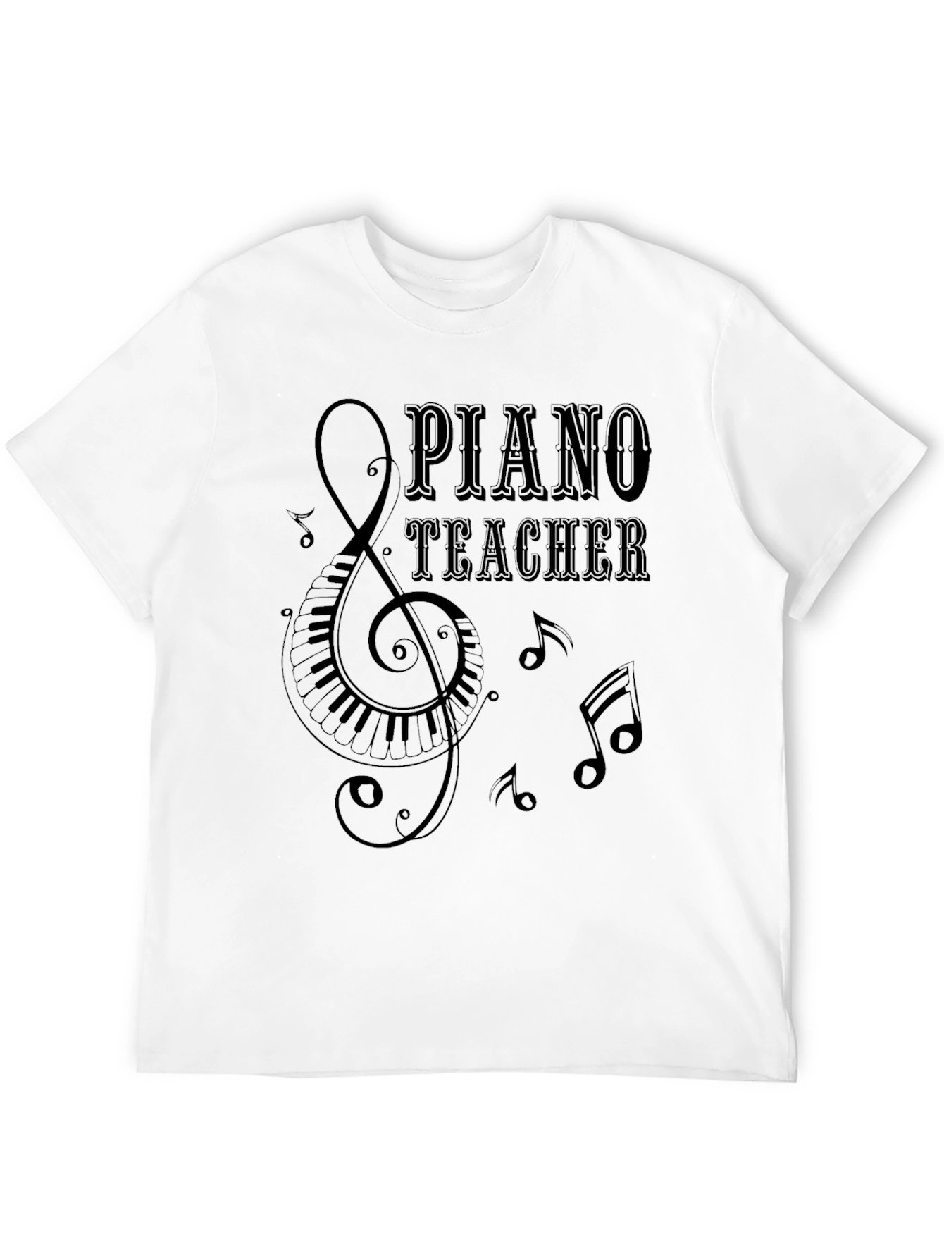 Black Piano Teacher Graphic Tee - Musical Instructor Shirt view 12