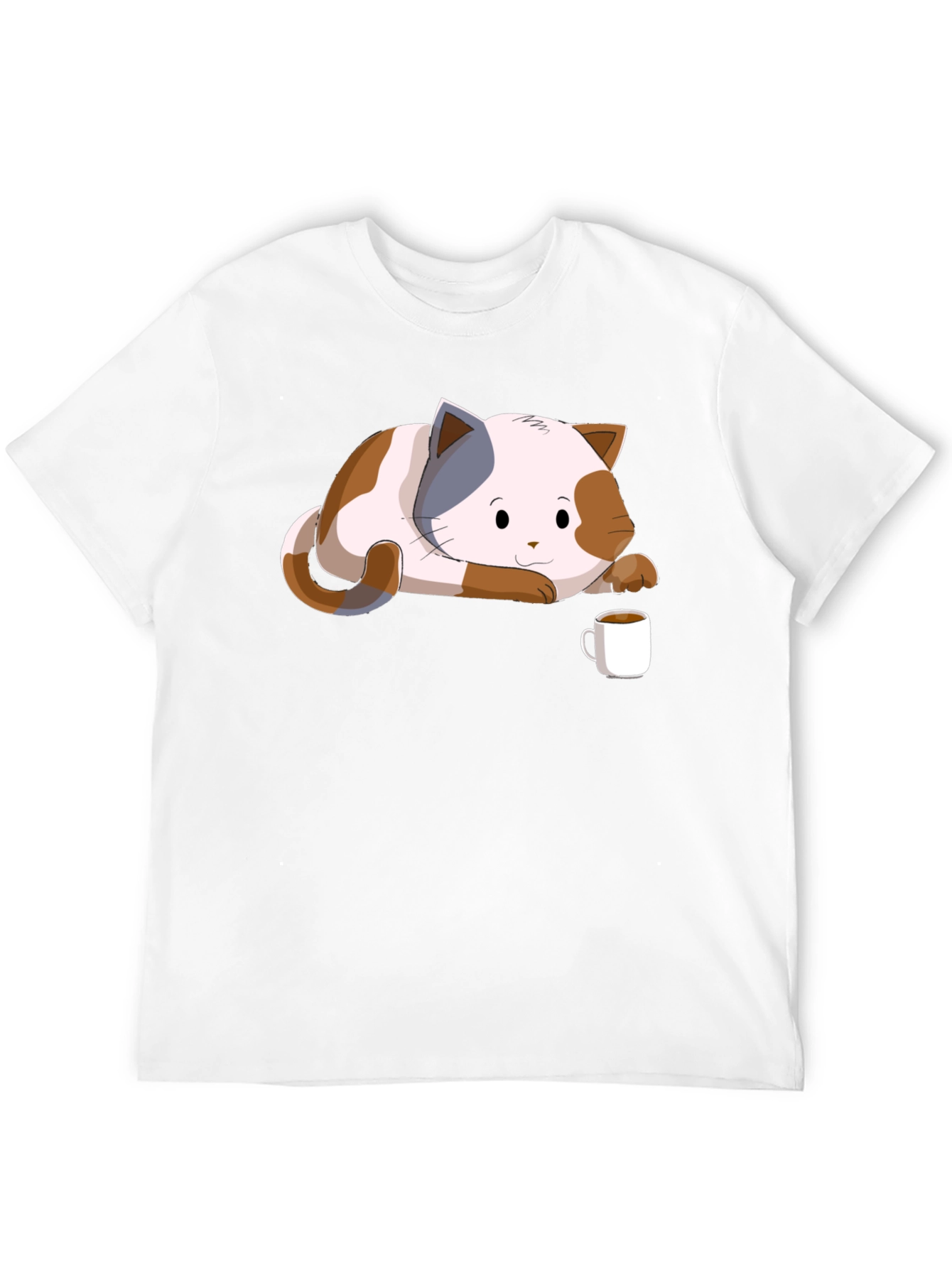 Black Cute Cat & Coffee Black T-Shirt view 12