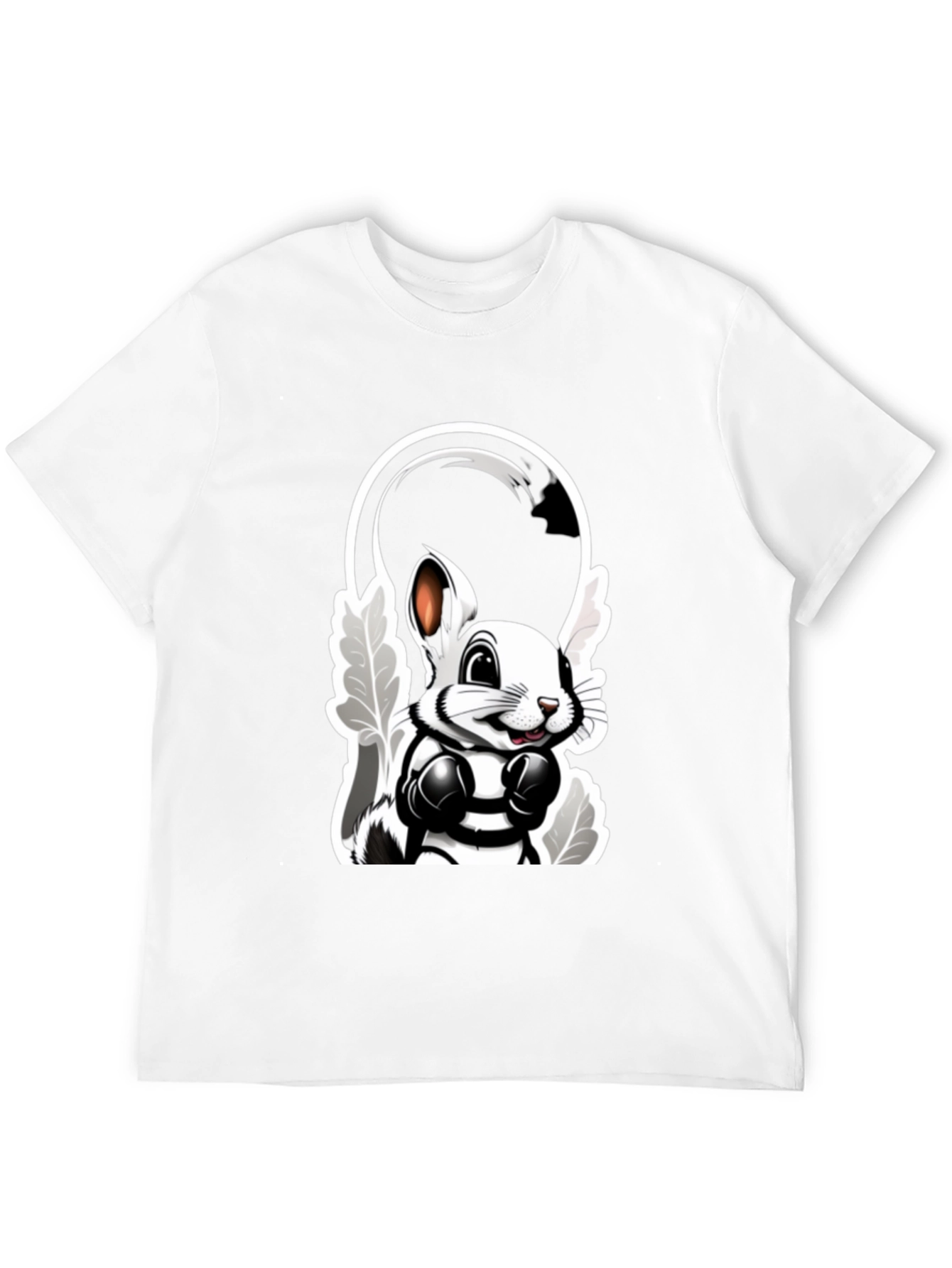 Black Cool Cartoon Bunny Boxer Black T-Shirt view 12