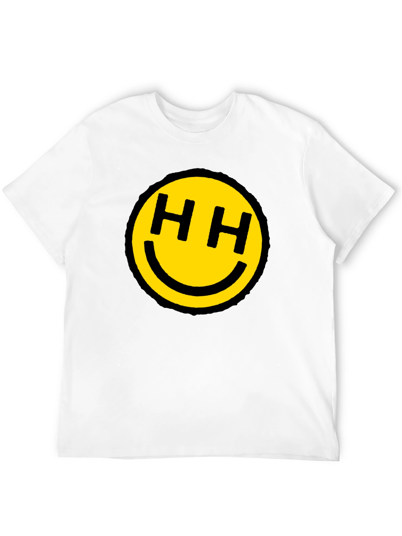 Black Happy Face HH Graphic Tee - Black Cotton Blend view 12
