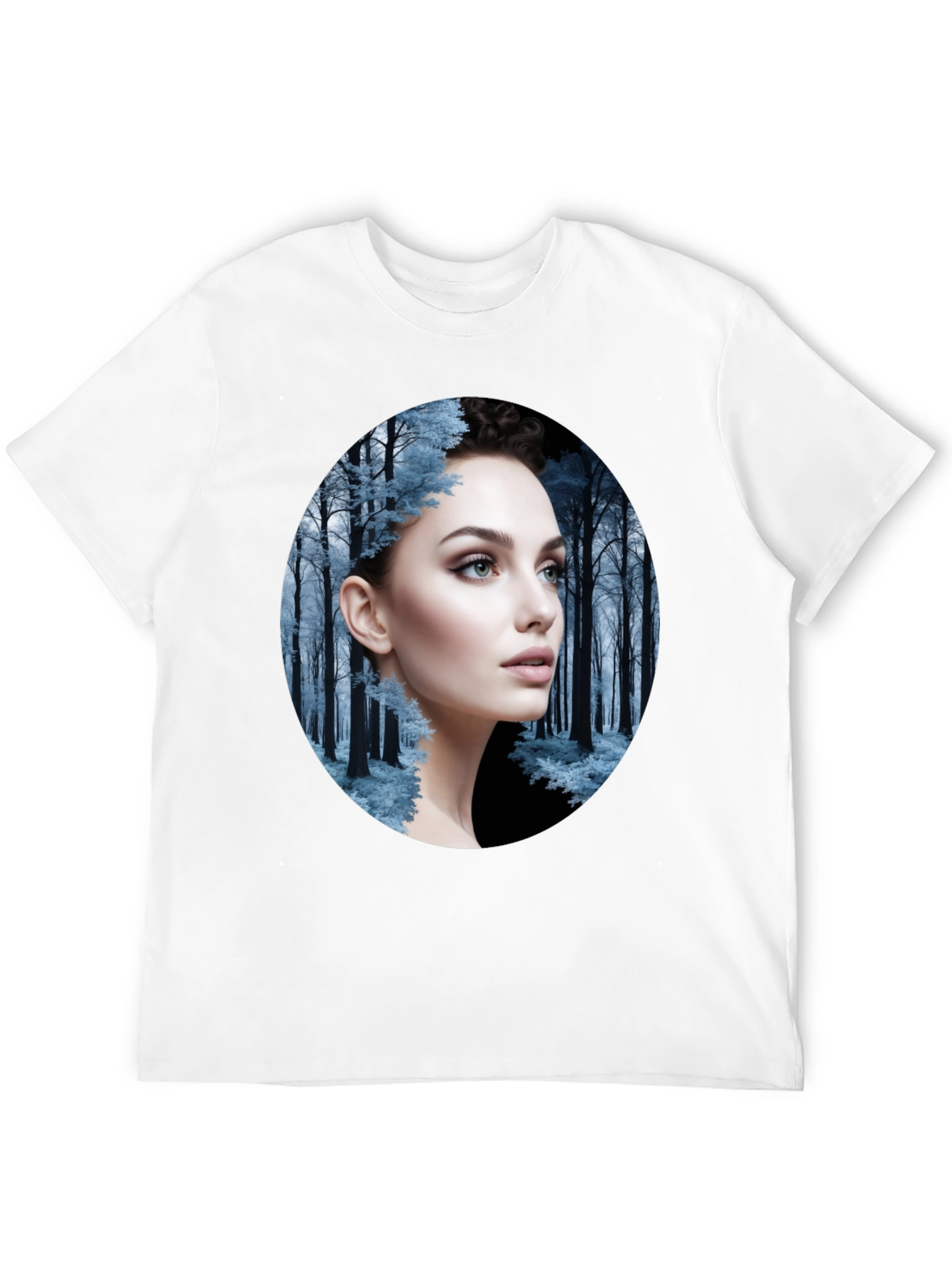 Black Woman in Winter Forest Black T-Shirt view 12