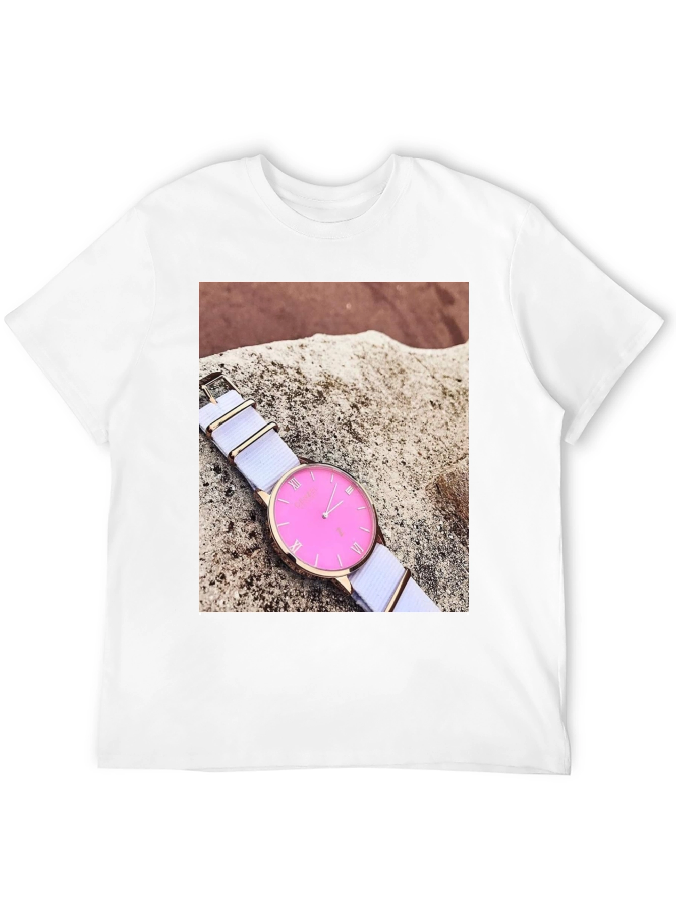 Black Stylish Pink Watch Tee - Modern Timepiece Design view 12