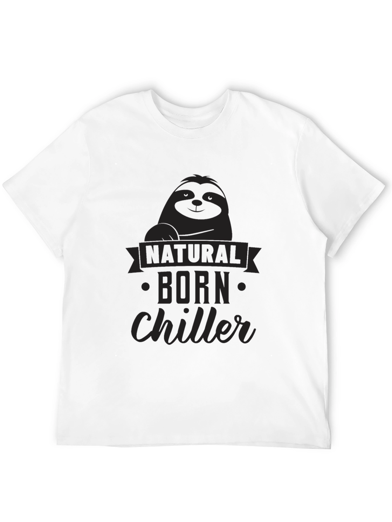 Black Natural Born Chiller Sloth Graphic Tee - Soft Cotton view 12