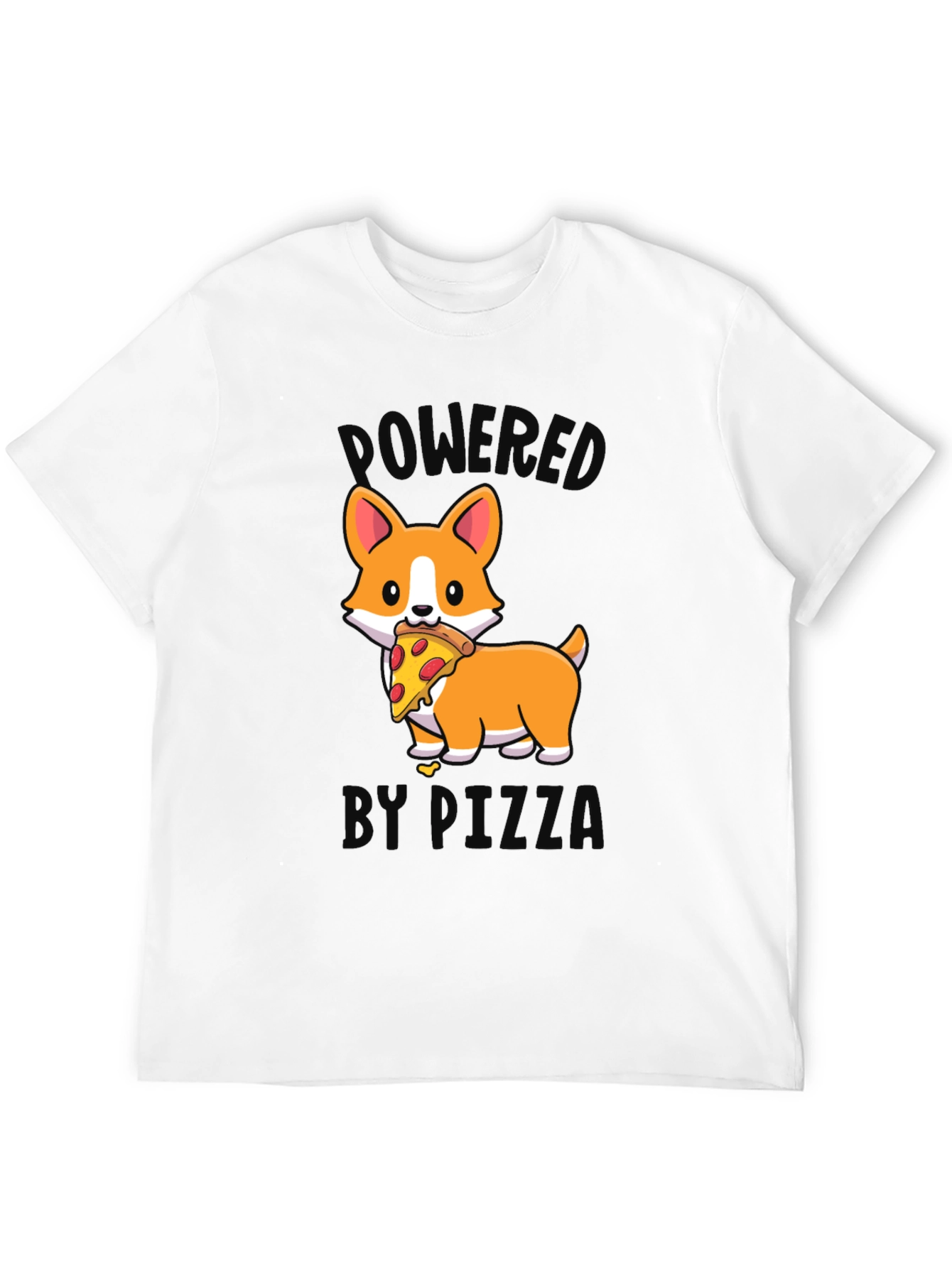 Black Corgi Pizza T-Shirt - Powered by Pizza view 12