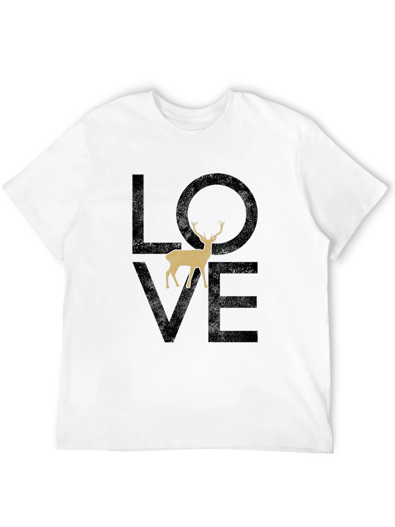 Black Love Deer Graphic T-Shirt - Casual Black Tee view 12
