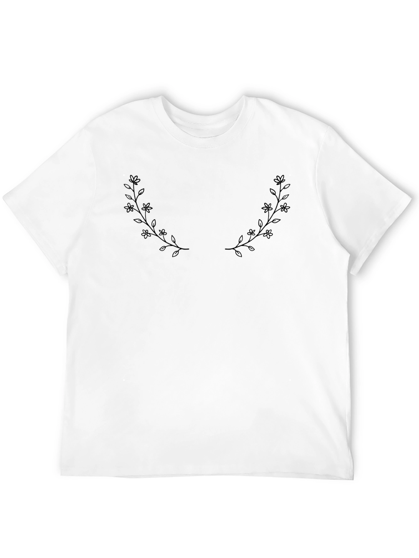 Black Black Floral Laurel Graphic Tee - Modern Minimalist view 12