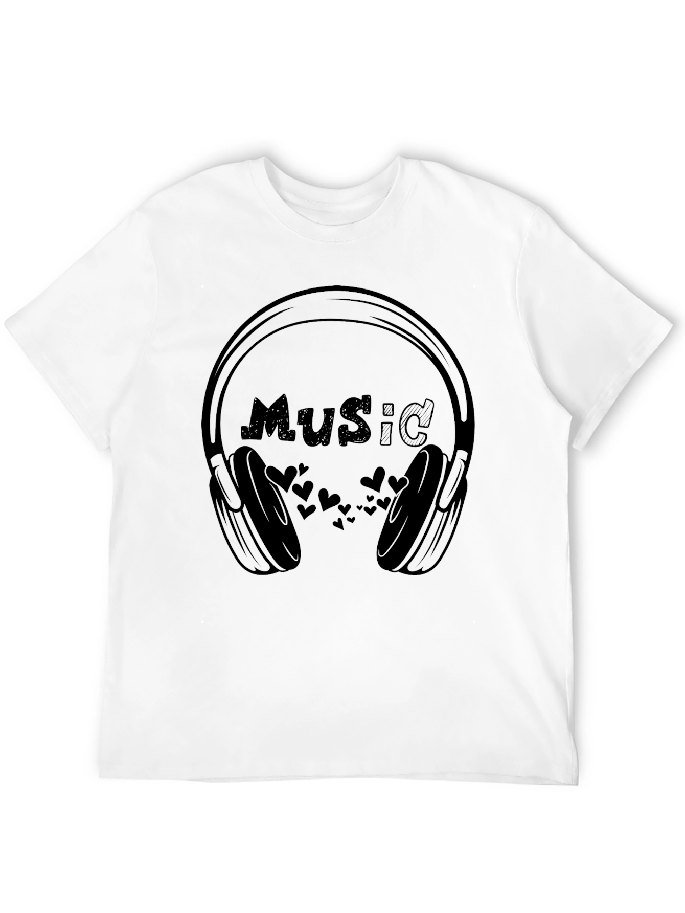 Black Music Lover T-Shirt - Headphones Design view 12