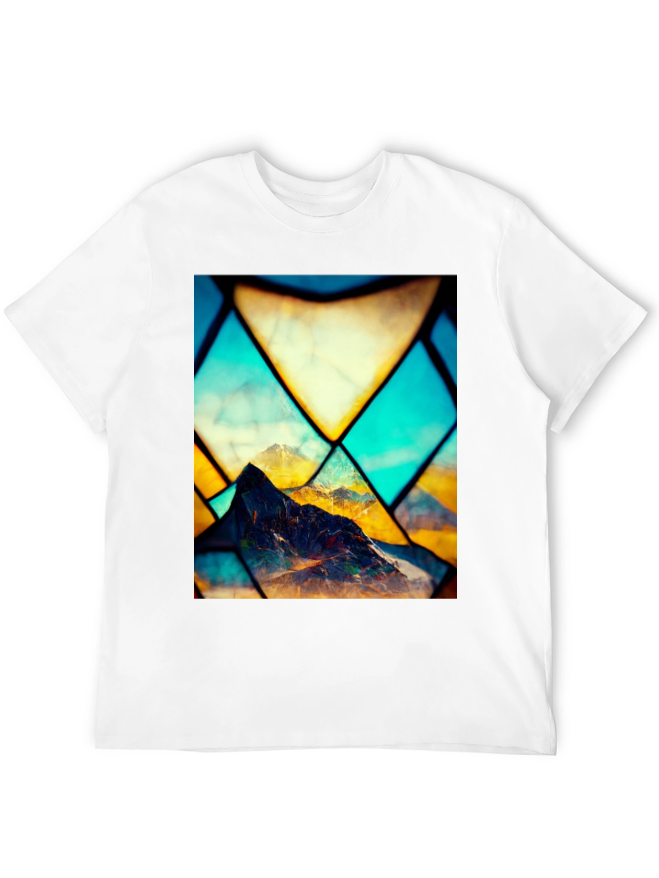 Black Mountain Stained Glass Graphic Black Tee view 12