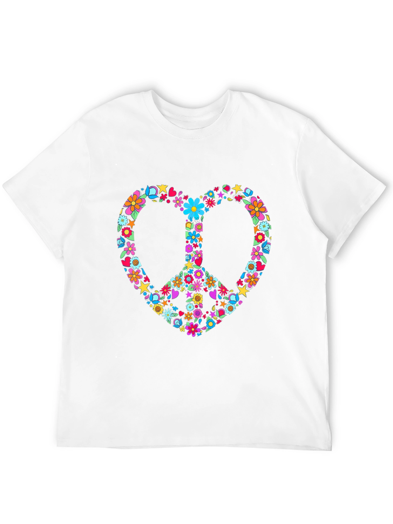 Black Floral Peace Sign Heart T-Shirt view 12