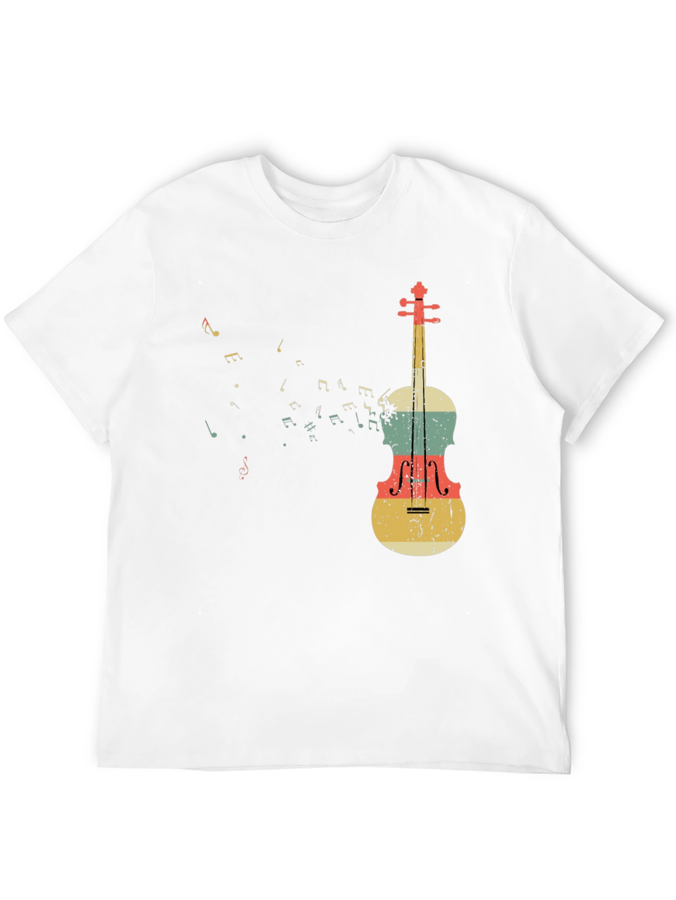 Black Musical Notes & Violin Graphic T-Shirt view 12
