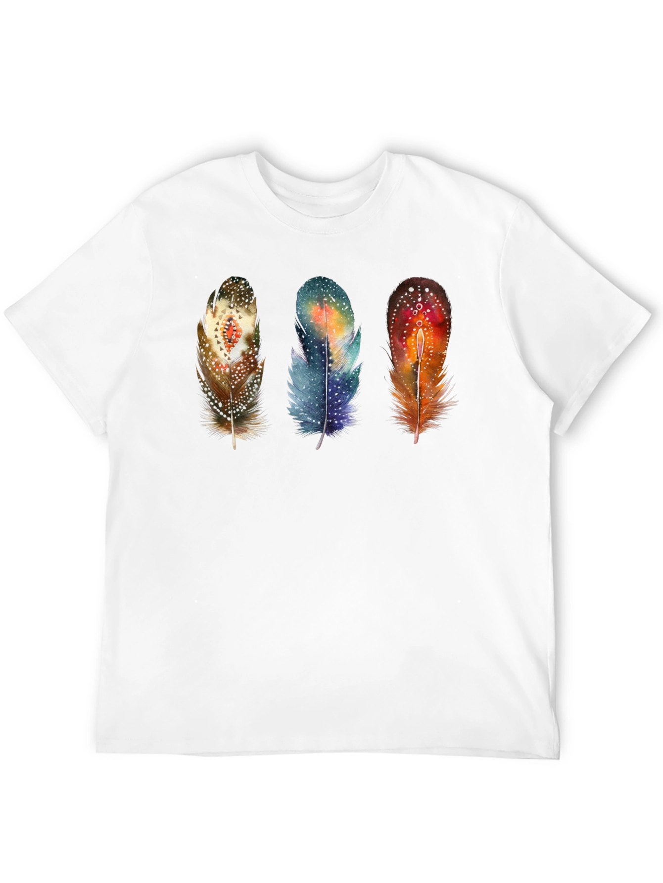 Black Feather Trio Graphic T-Shirt - Unique Artistic Design view 12